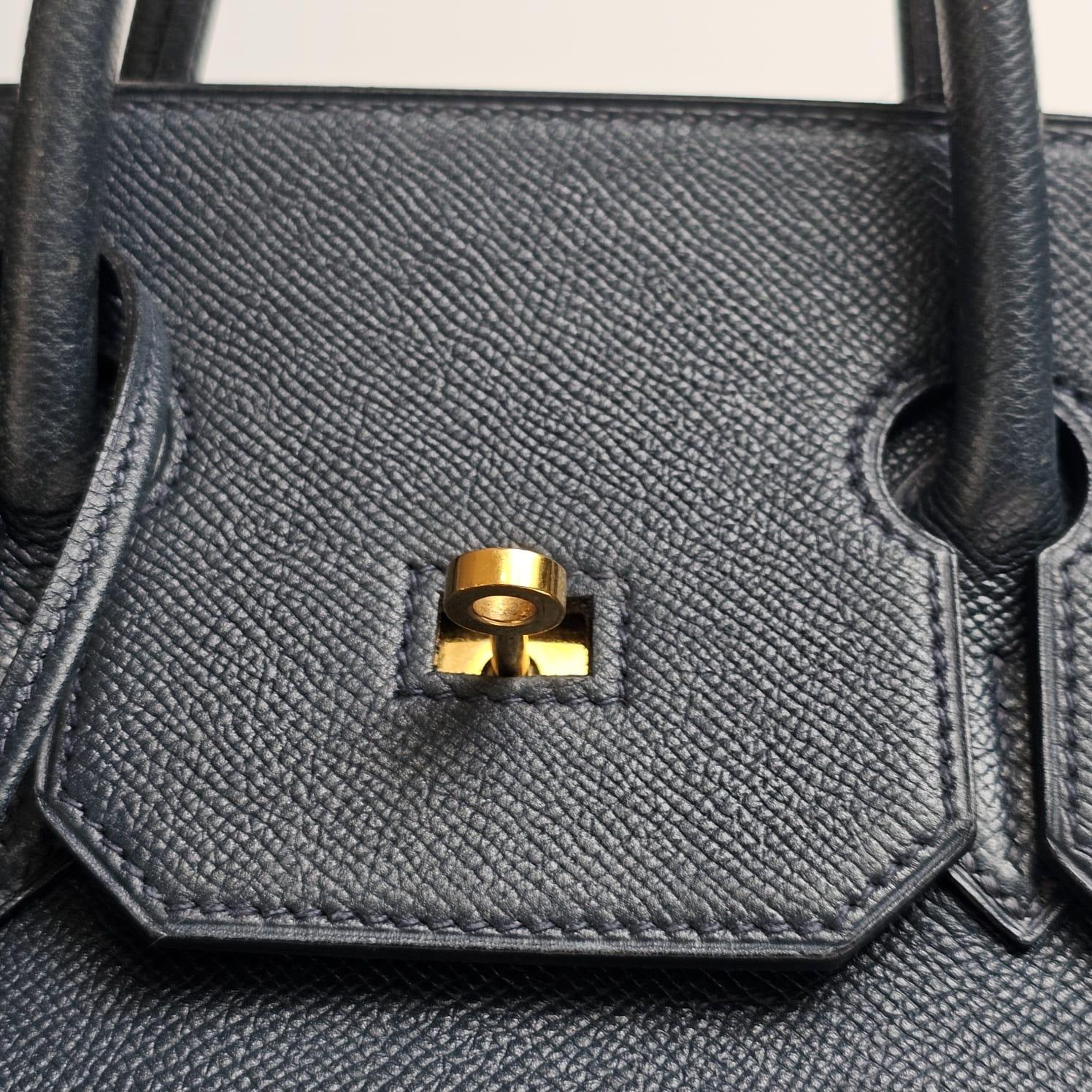 Bolso Vintage 1995 Hermes Birkin HAC 32 Lisse Piel Azul Zafiro en venta 5