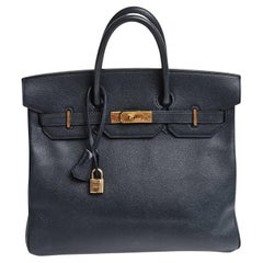 Vintage 1995 Hermes Birkin HAC 32 Lisse Leder Blau Saphir Tasche
