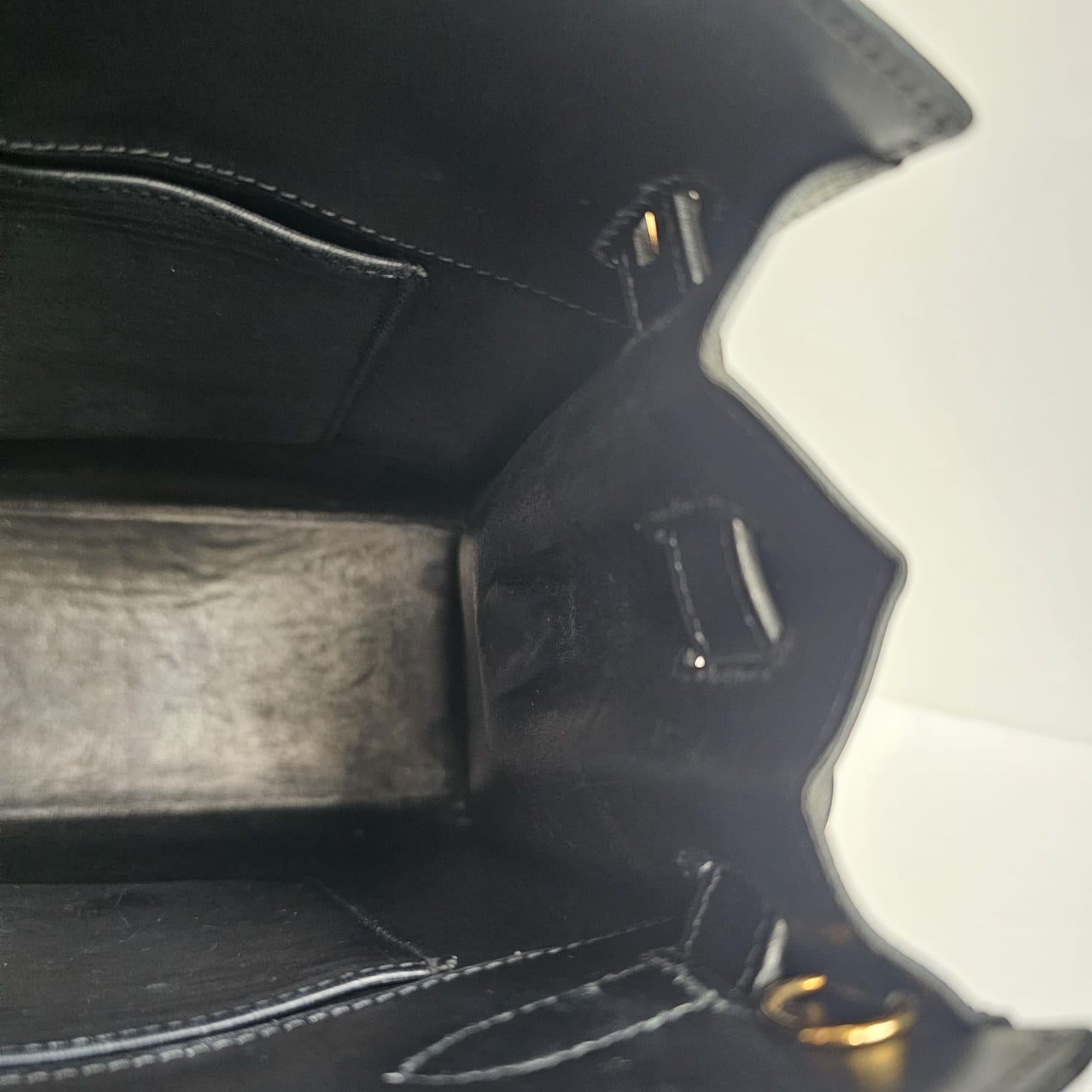 Vintage 1995 Hermes Black Box Leather Kelly Sport MM Bag For Sale 8