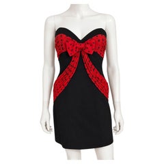 Vintage 1995 Moschino Red Polka Dot Strapless Bustier Dress ASO The Nanny