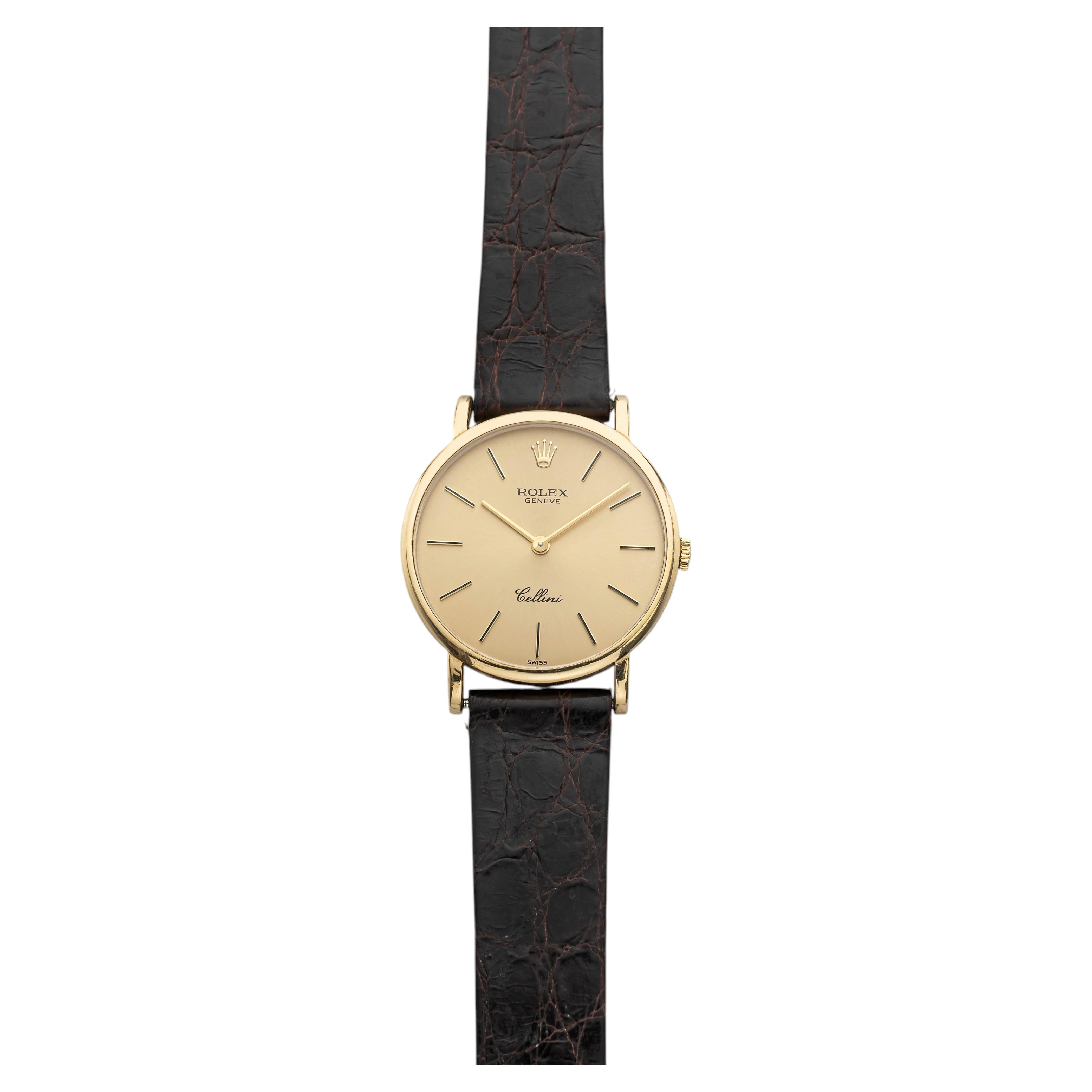 Rolex Cellini 5112 vintage de 1995, en or jaune 18 carats, cadran champagne, remontage manuel, 32 mm