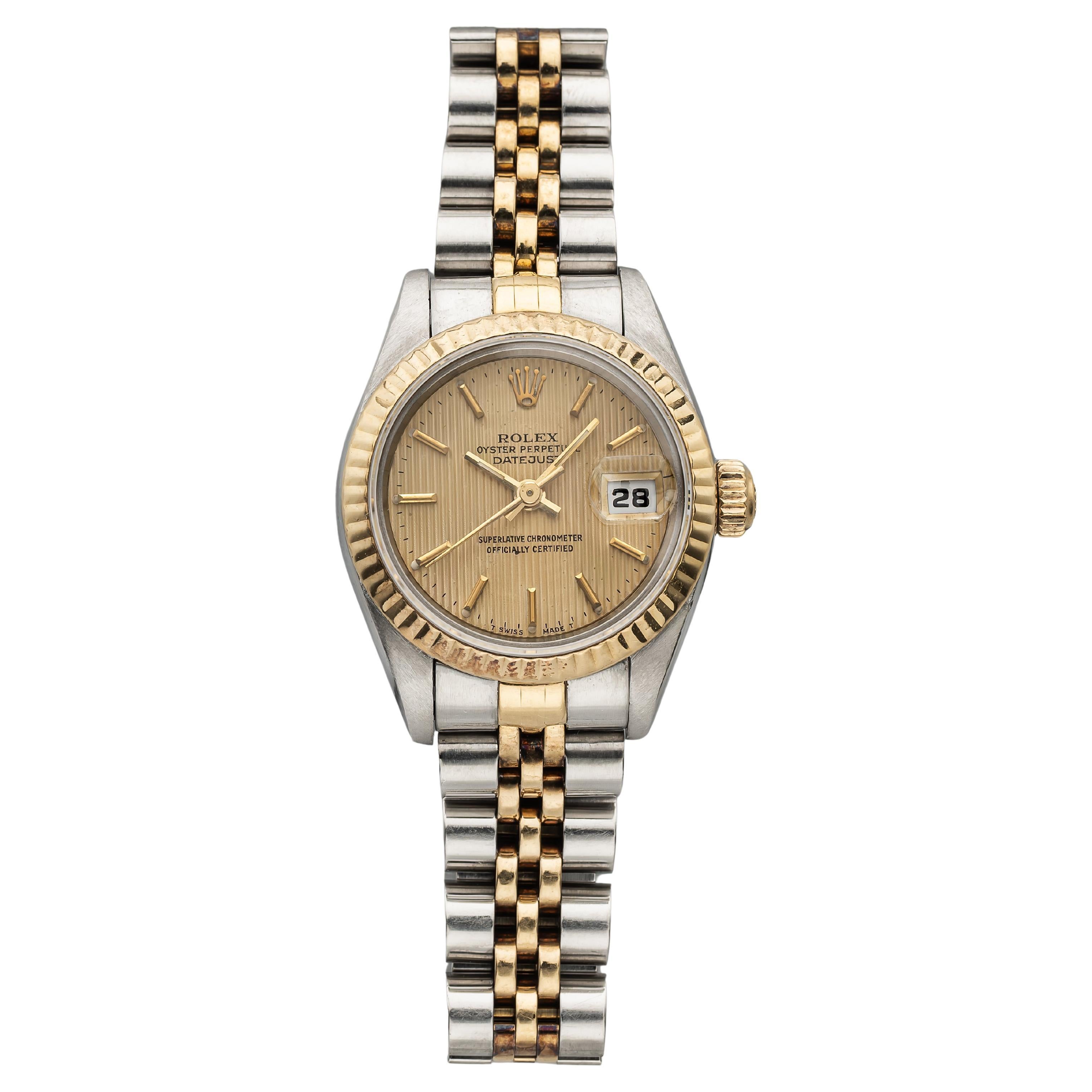 Vintage 1995 Rolex Datejust Lady Two-Tone Automatic Champagne Tapestry Dial 26mm
