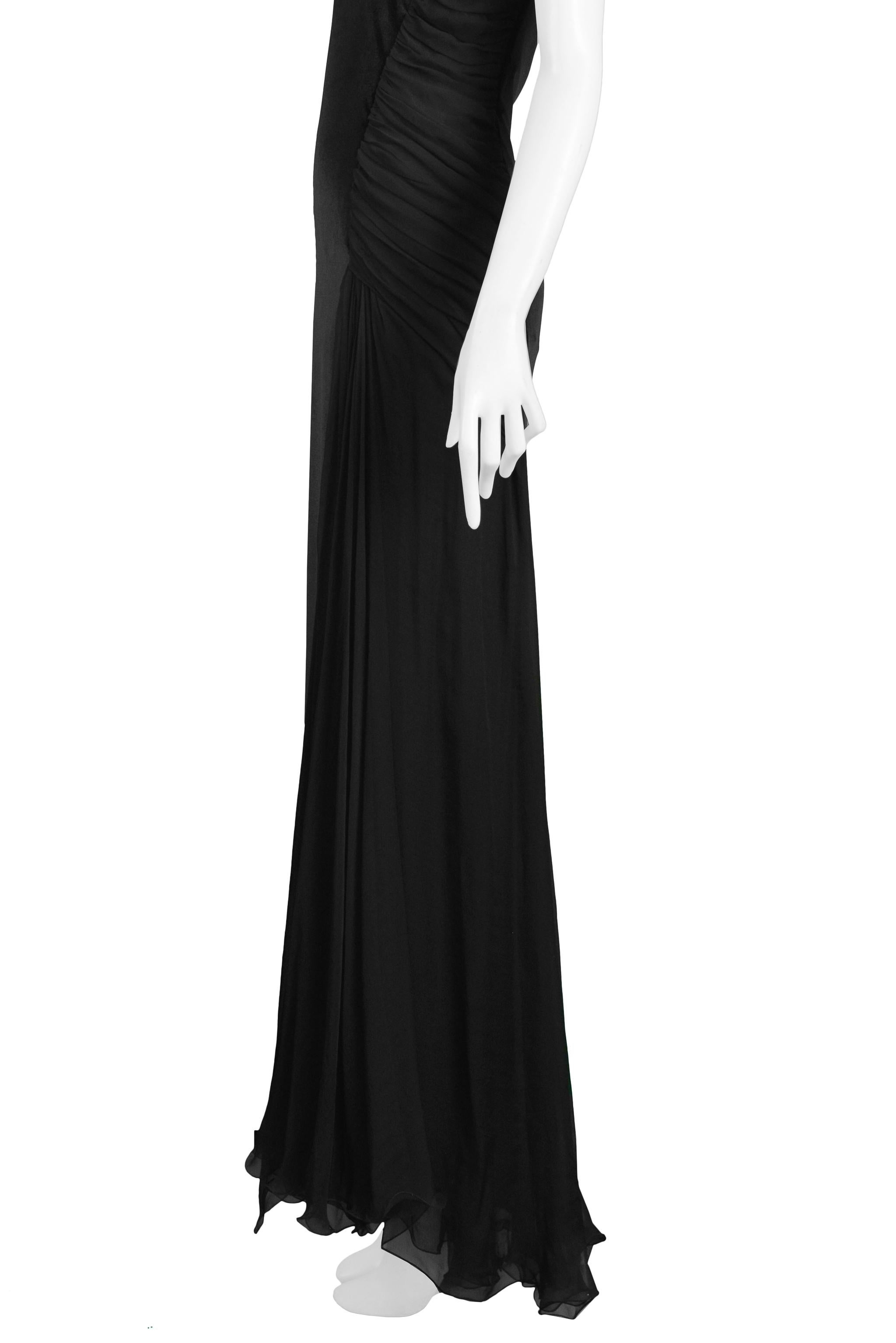 Vintage 1995 Versace Black Velvet Runway Evening Gown  For Sale 1