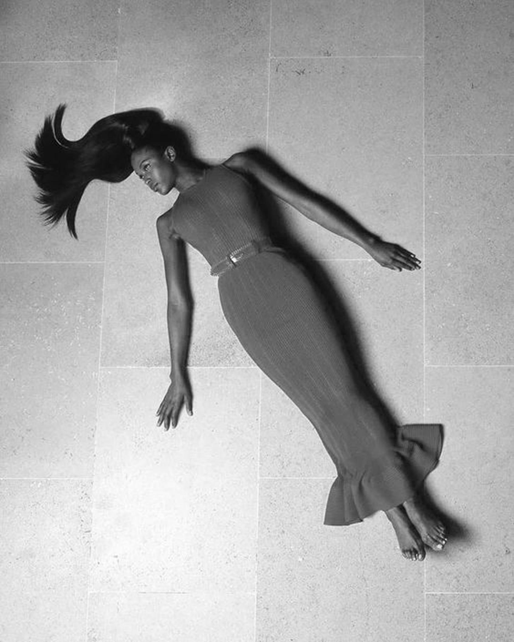 1996 Azzedine Alaia Documented Rare Nude Illusion Knit Bodycon Floor Length Gown For Sale 7