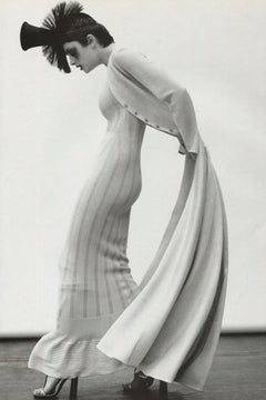 1996 Azzedine Alaia Documented Rare Nude Illusion Knit Bodycon Floor Length Gown