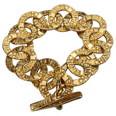 Vintage 1996 CHANEL Engraved Logo Ring Link Bracelet