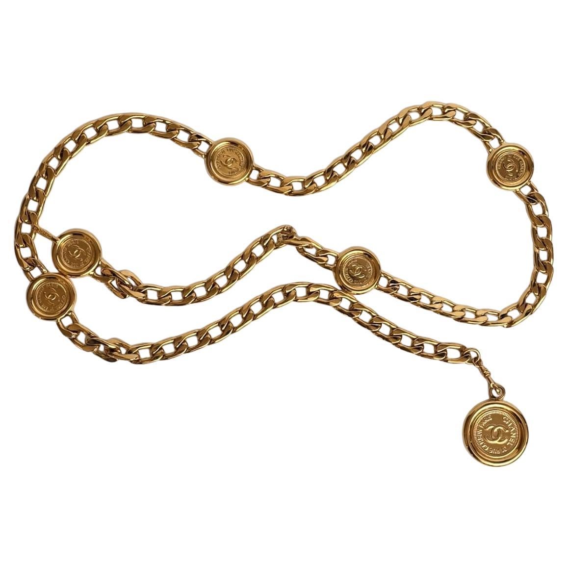 Vintage 1996 Chanel Gold Medallion Chain Belt