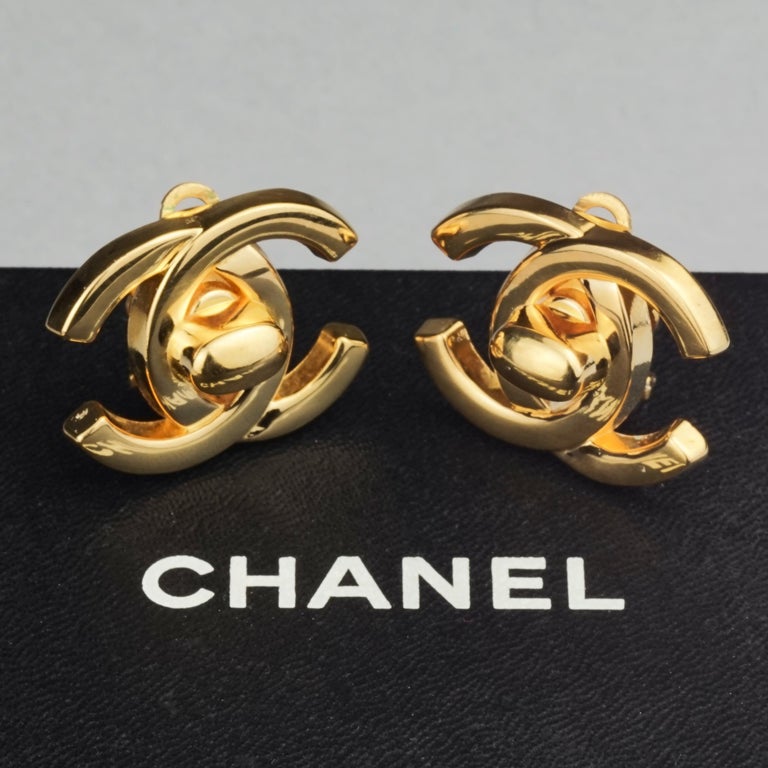 Vintage 1996 CHANEL Iconic Logo Turnlock Earrings at 1stDibs | chanel  turnlock replacement, upgraded movie chanel earrings, chanel earrings  upgraded movie