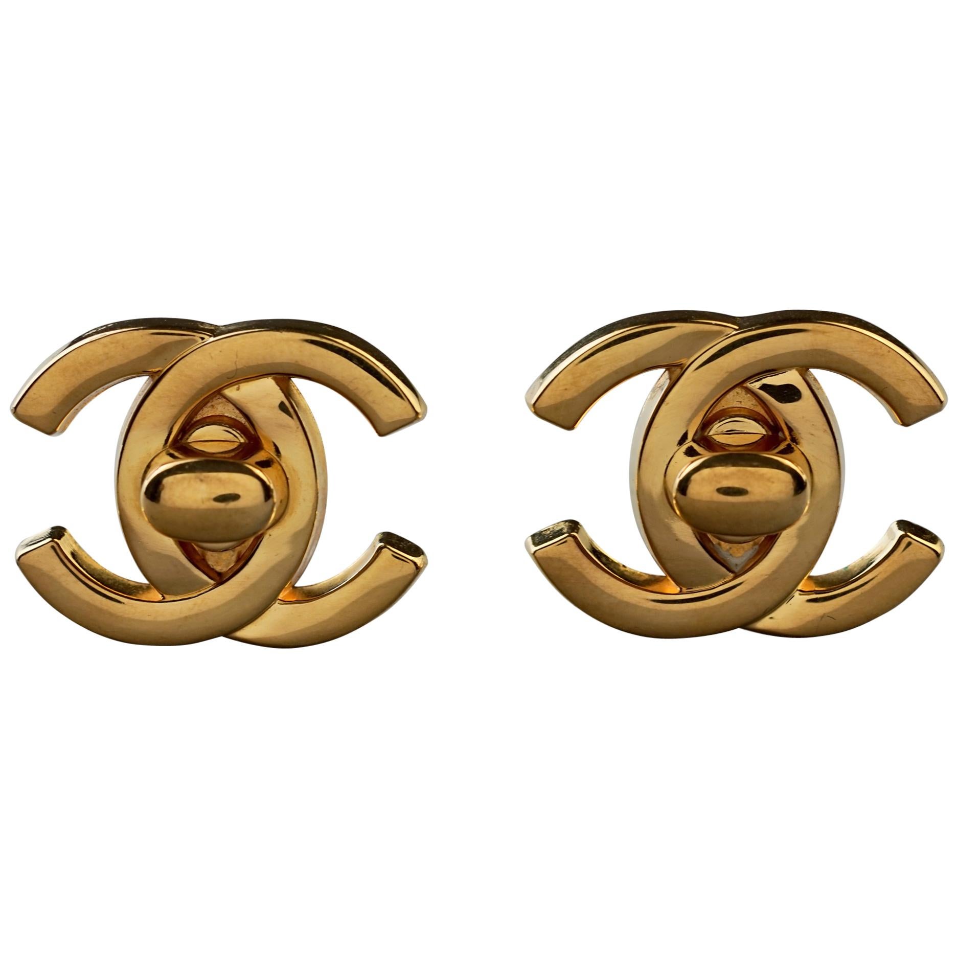 New 23c Chanel Black & Gold Classic Flap Bag Handbag CC logo Earrings  RARE 🤩