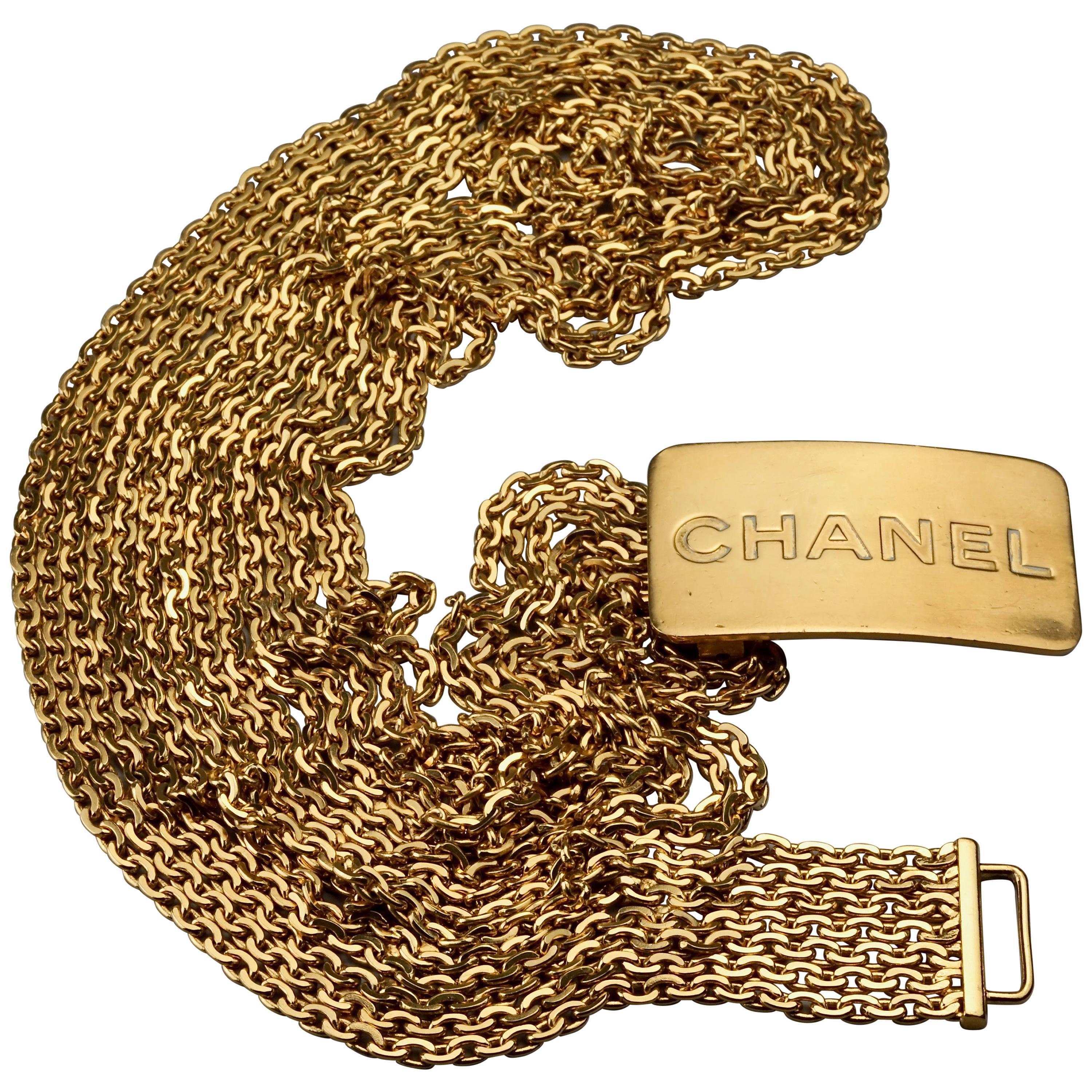 Vintage 1996 CHANEL Logo Buckle Multi Chain Belt