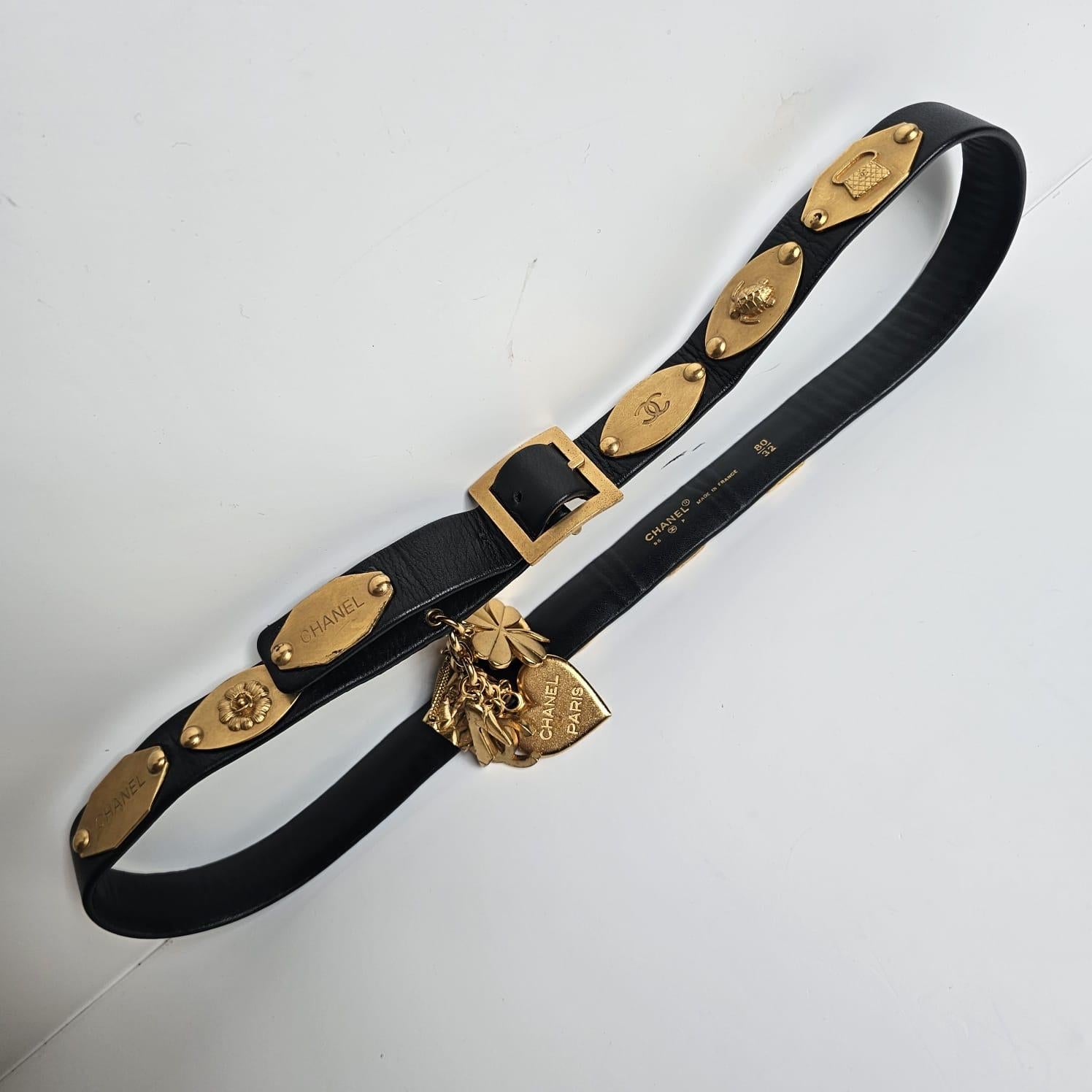 Black Vintage 1996 Charms Leather Belt