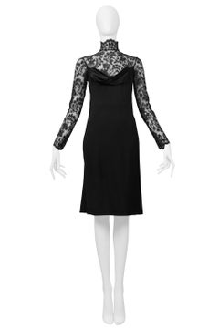 Vintage 1996 Givenchy by John Galliano Black Satin & Lace Cocktail Dress