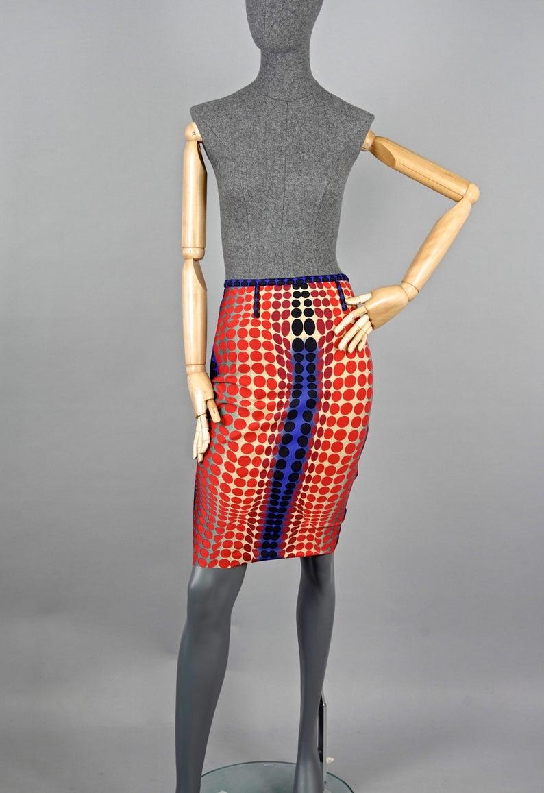 Women's Vintage 1996 JEAN PAUL GAULTIER Cyberbaba Optic Illusion Skirt by Victor Vasarel