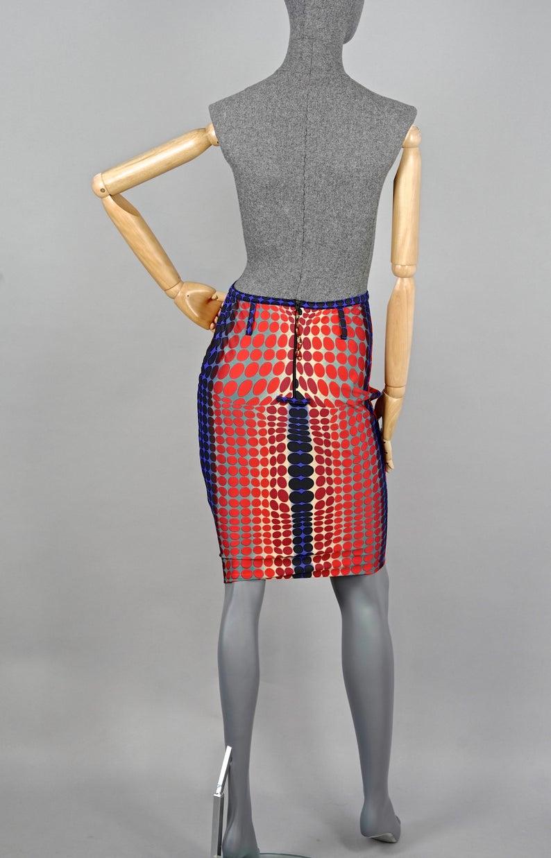 Vintage 1996 JEAN PAUL GAULTIER Cyberbaba Optic Illusion Skirt by Victor Vasarel 1