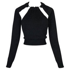Vintage 1996 Maison Martin Margiela Black Cropped Sweater Top w Choker Necklace