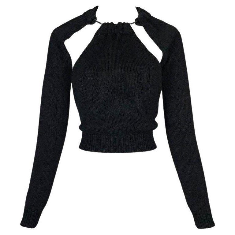 Vintage 1996 Maison Martin Margiela Black Cropped Sweater Top w Choker ...