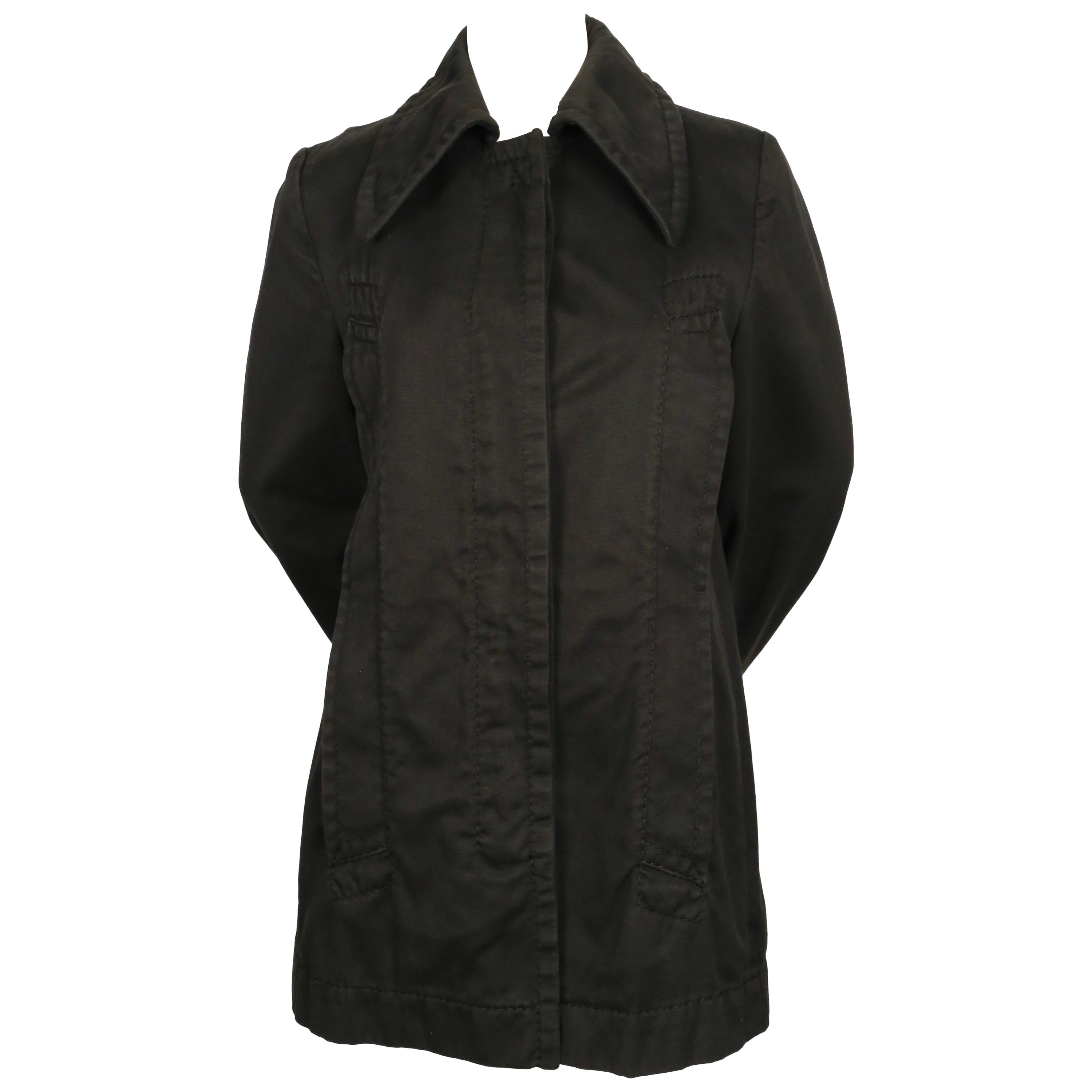Vintage 1996 MARTINE MARGIELA cappotto nero da passerella con tasche allungate
