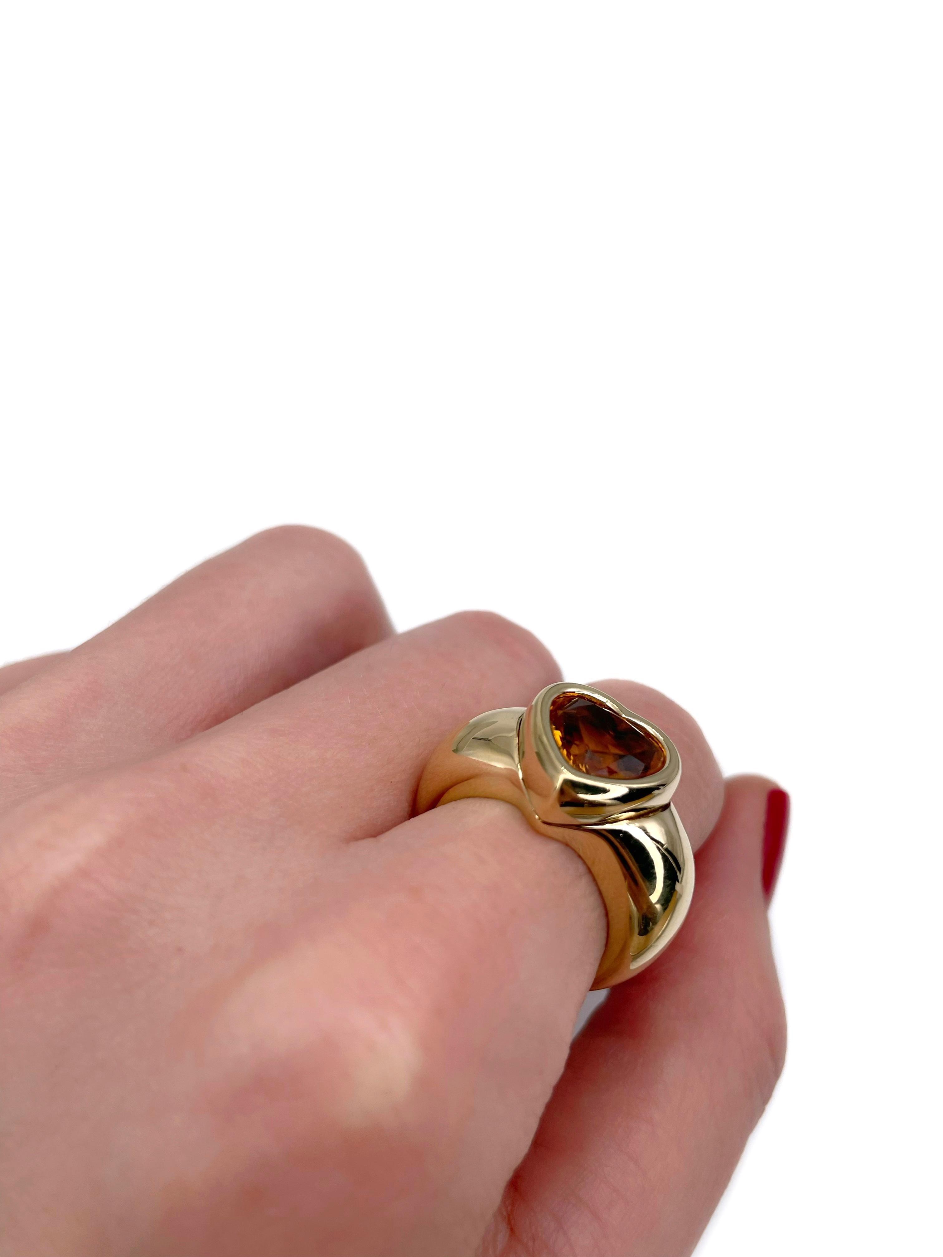 Vintage 1996 Piaget 18 Karat Gold Herzschliff Citrin Cocktail-Ring, Vintage (Moderne)