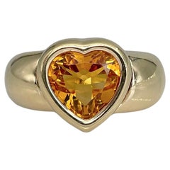 Vintage 1996 Piaget 18 Karat Gold Heart Cut Citrine Cocktail Ring