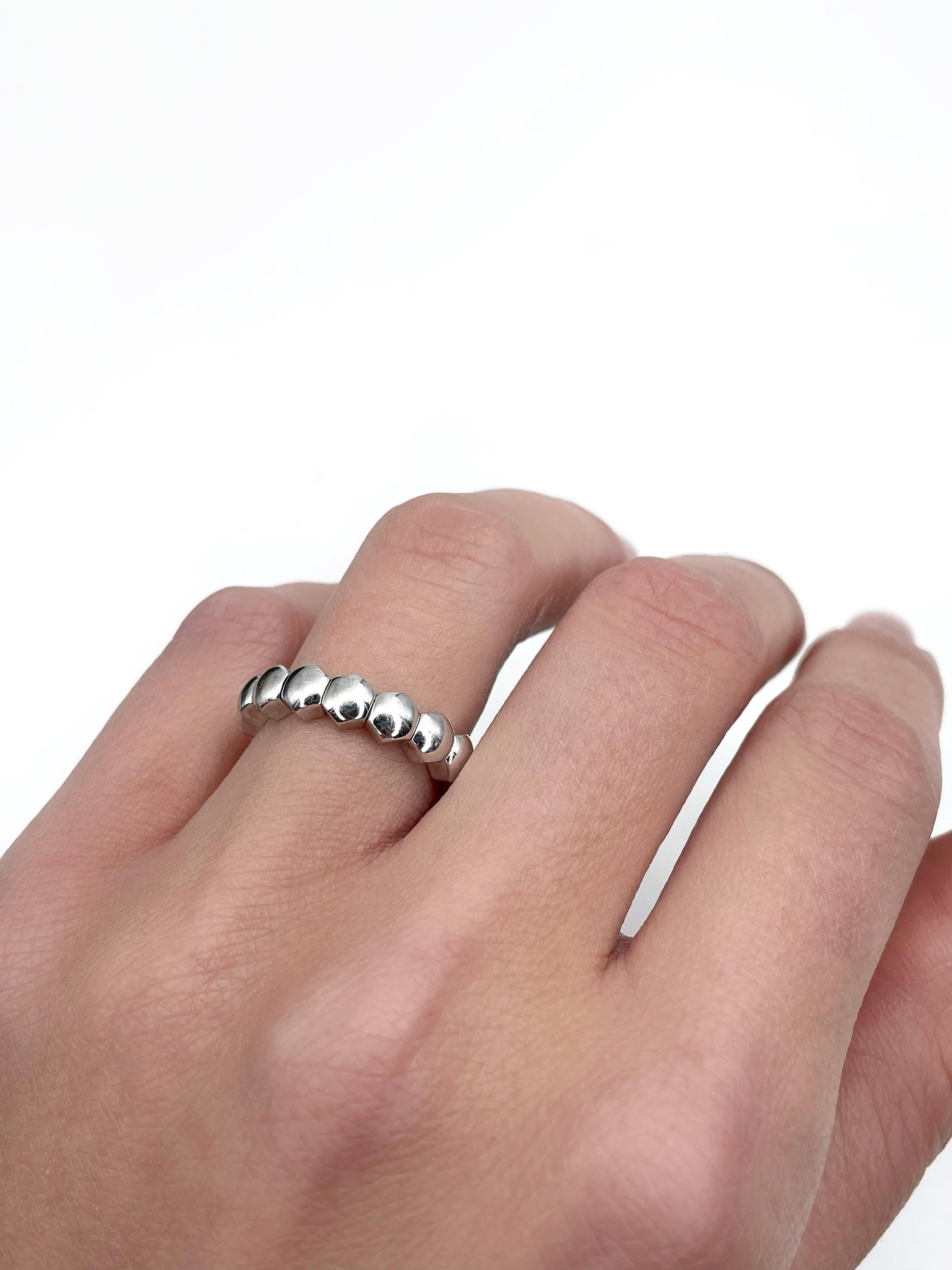 Modern Vintage 1996 Piaget 18 Karat White Gold Hexagonal Eternity Band Ring