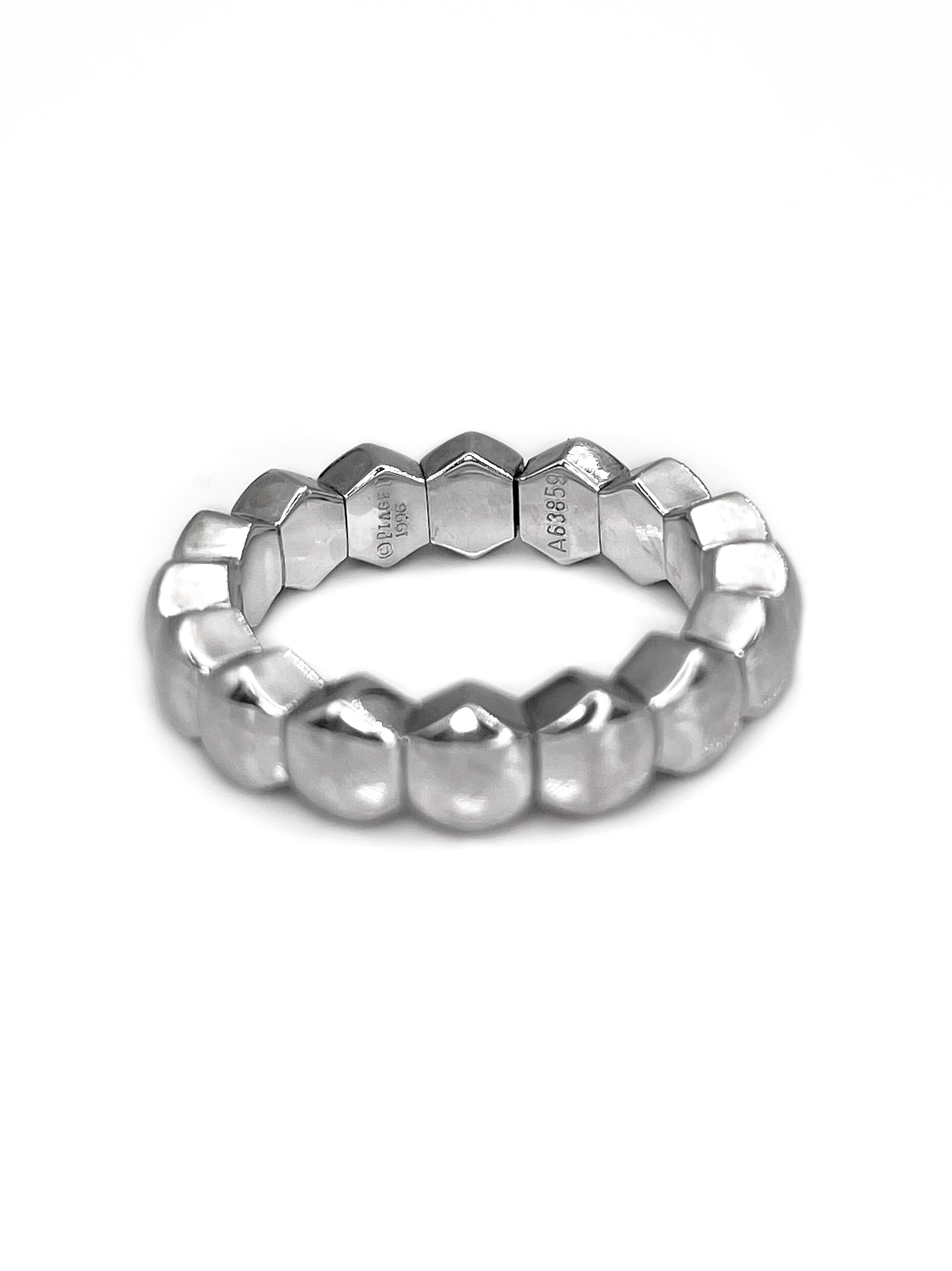Women's or Men's Vintage 1996 Piaget 18 Karat White Gold Hexagonal Eternity Band Ring