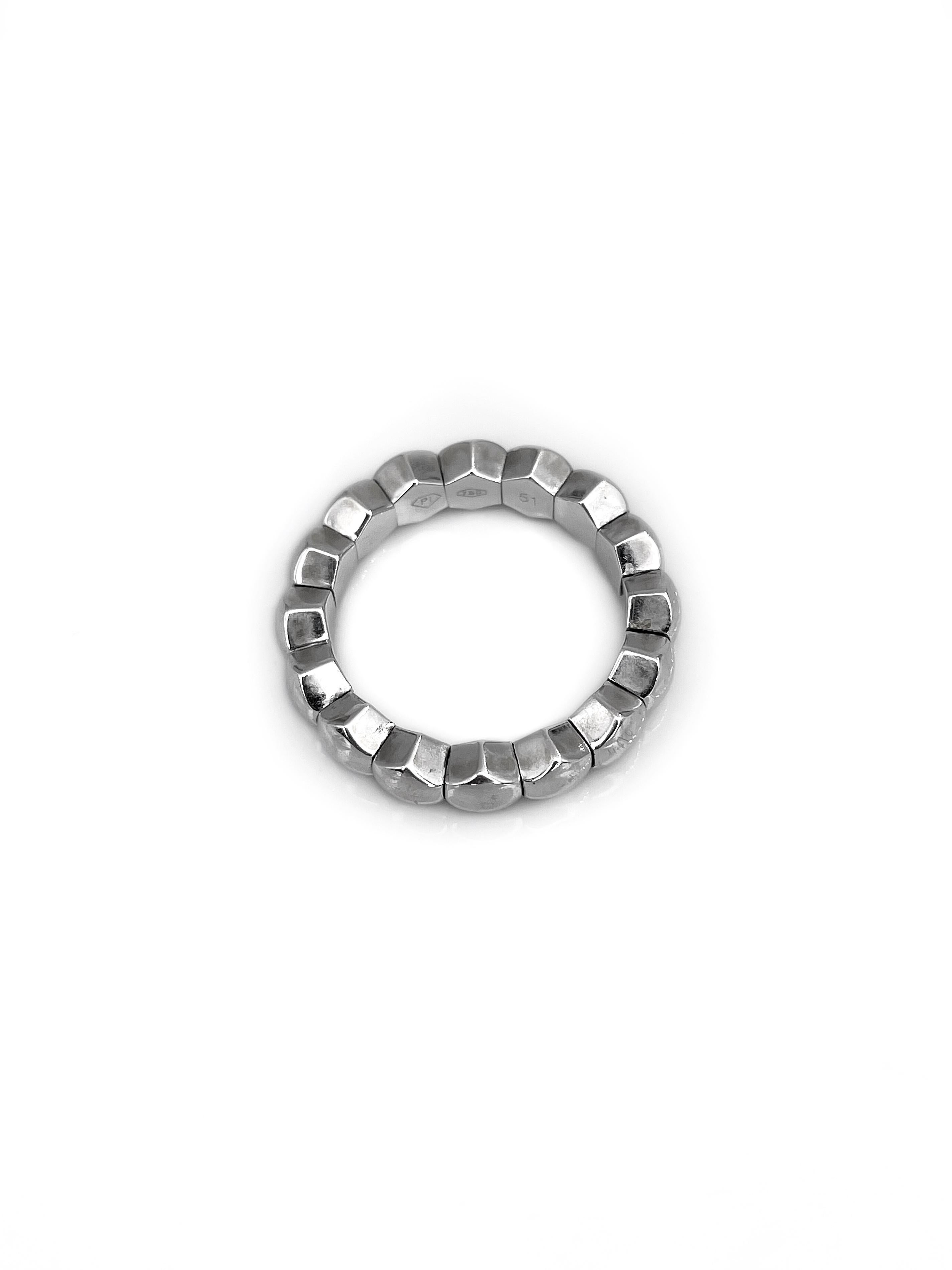 Vintage 1996 Piaget 18 Karat White Gold Hexagonal Eternity Band Ring 1