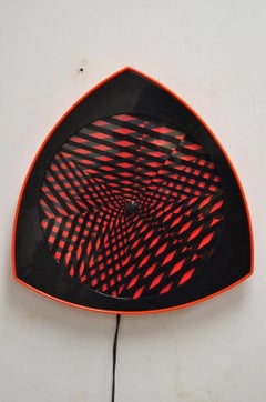 Vintage 1996 Kaninchen Tanaka Lumaseries CyberSpace Rote kinetische Wandskulptur, Vintage