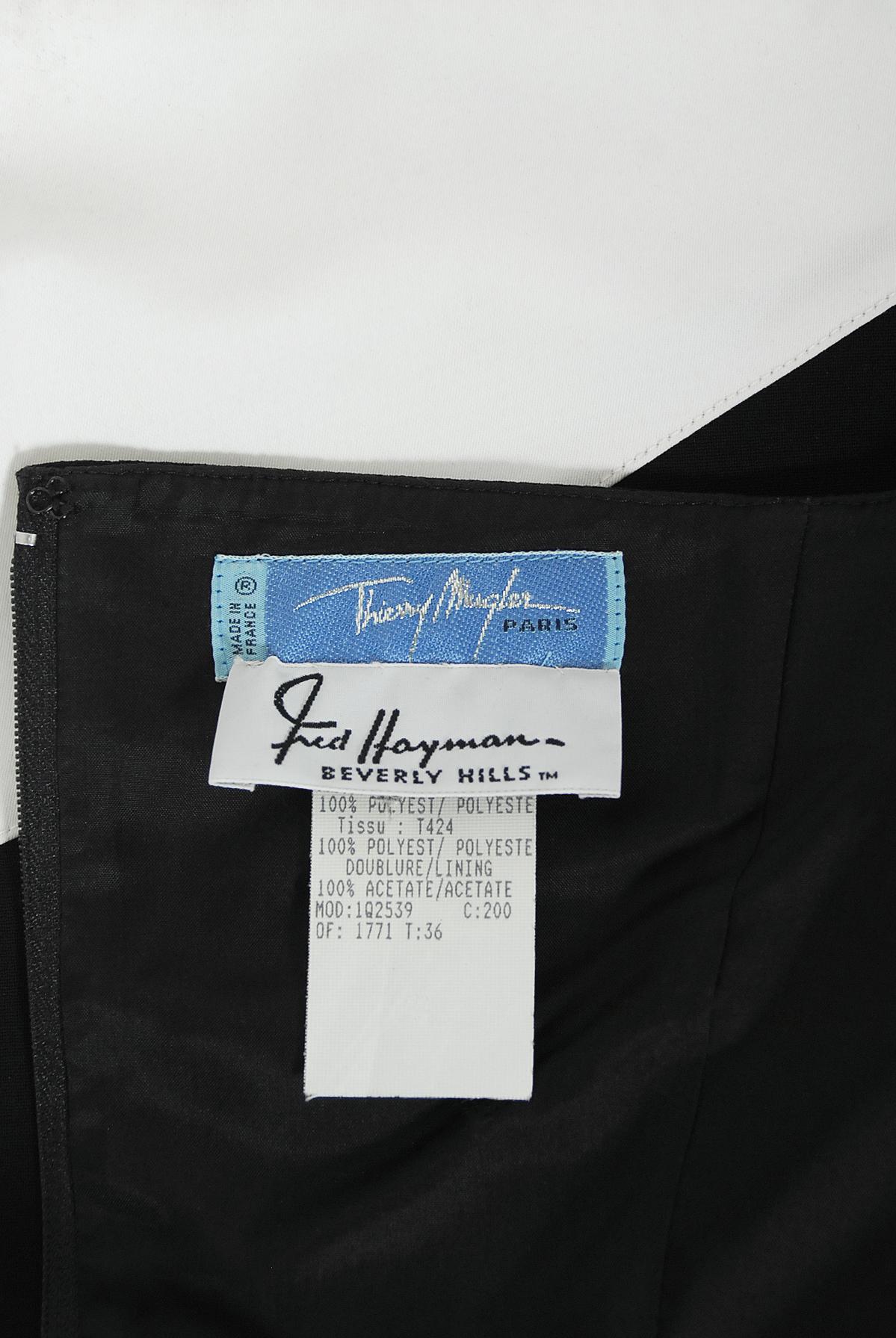 1996 Thierry Mugler Couture Archival Black White Futuristic Strapless Mini Dress For Sale 4