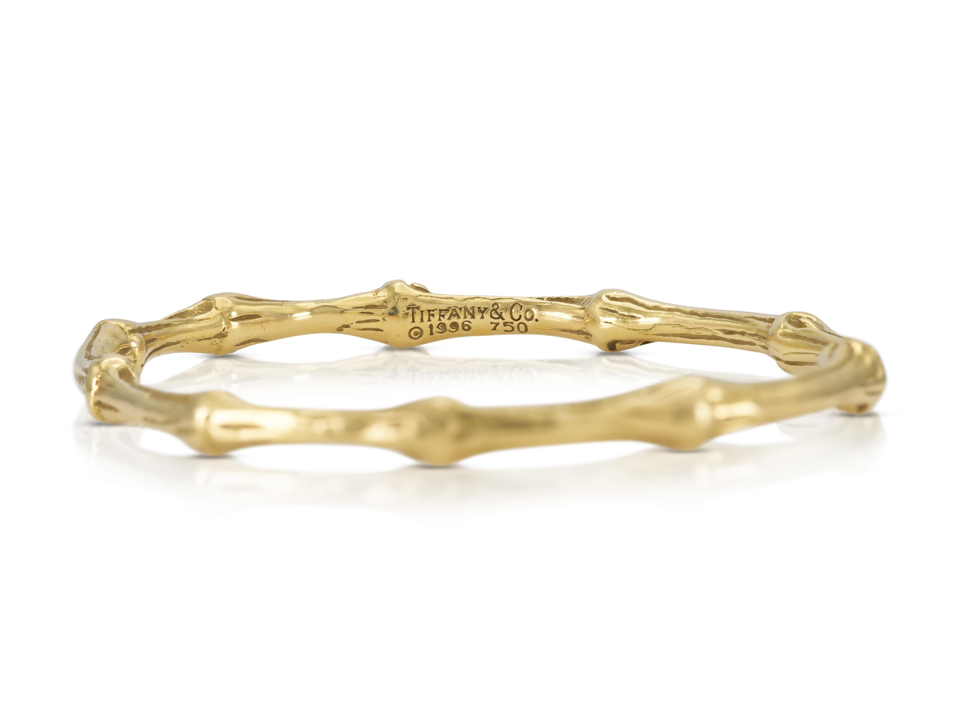 Vintage 1996 Tiffany & Co., Vintage. Gold-Bambus-Armspange im Zustand „Gut“ im Angebot in New York, NY