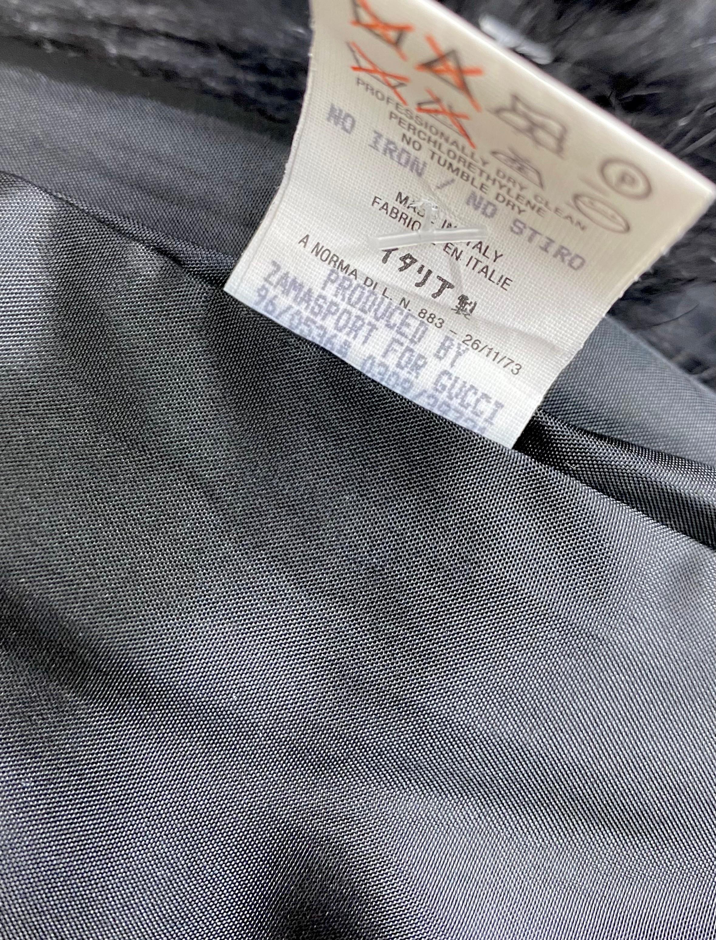 Vintage 1996 Tom Ford for Gucci Long Wrap Skirt Black Suede Leather Fur Trim 42 en vente 1