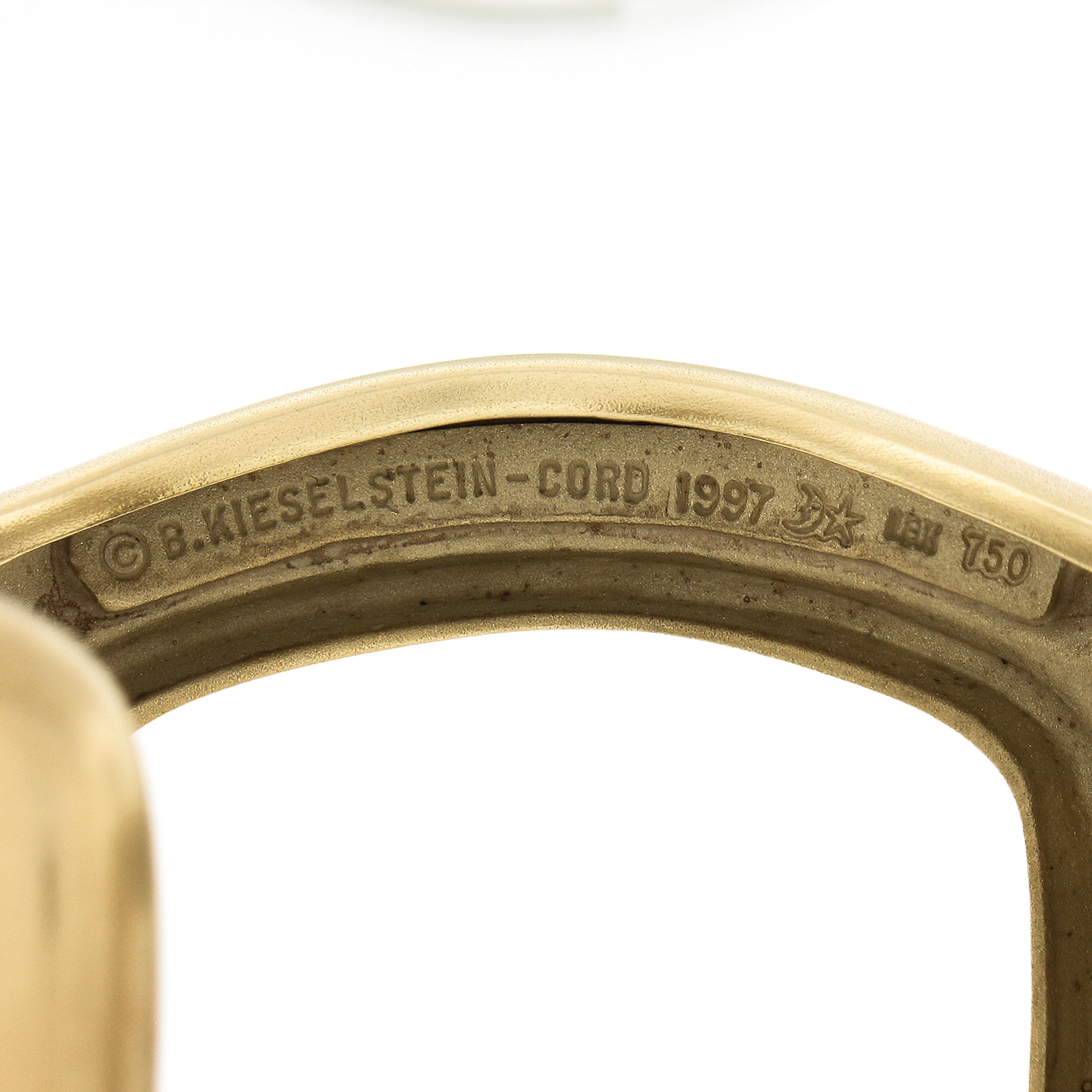 Vintage 1997 B Kieselstein Cord 18k Gold Matte Wide Open Hinged Cuff Bracelet 2