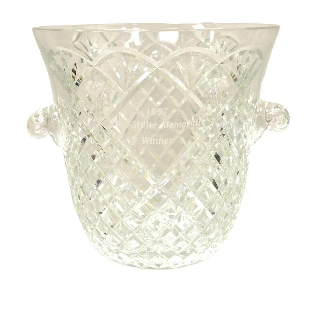 Vintage "1997 Ben Miller Memorial Winner" Diamond Cut Crystal Glass Ice Bucket For Sale