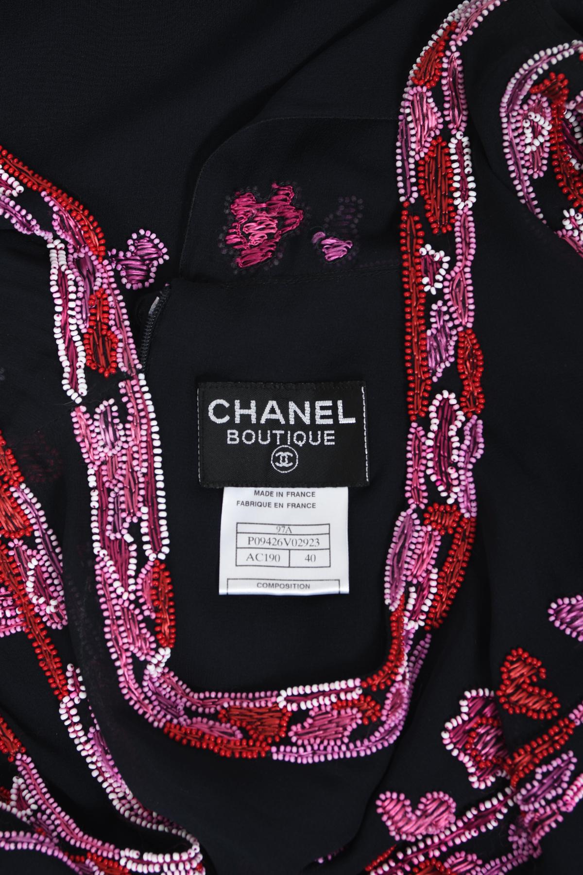 Vintage 1997 Chanel by Karl Lagerfeld Runway Beaded Blue Semi-Sheer Silk Dress  11