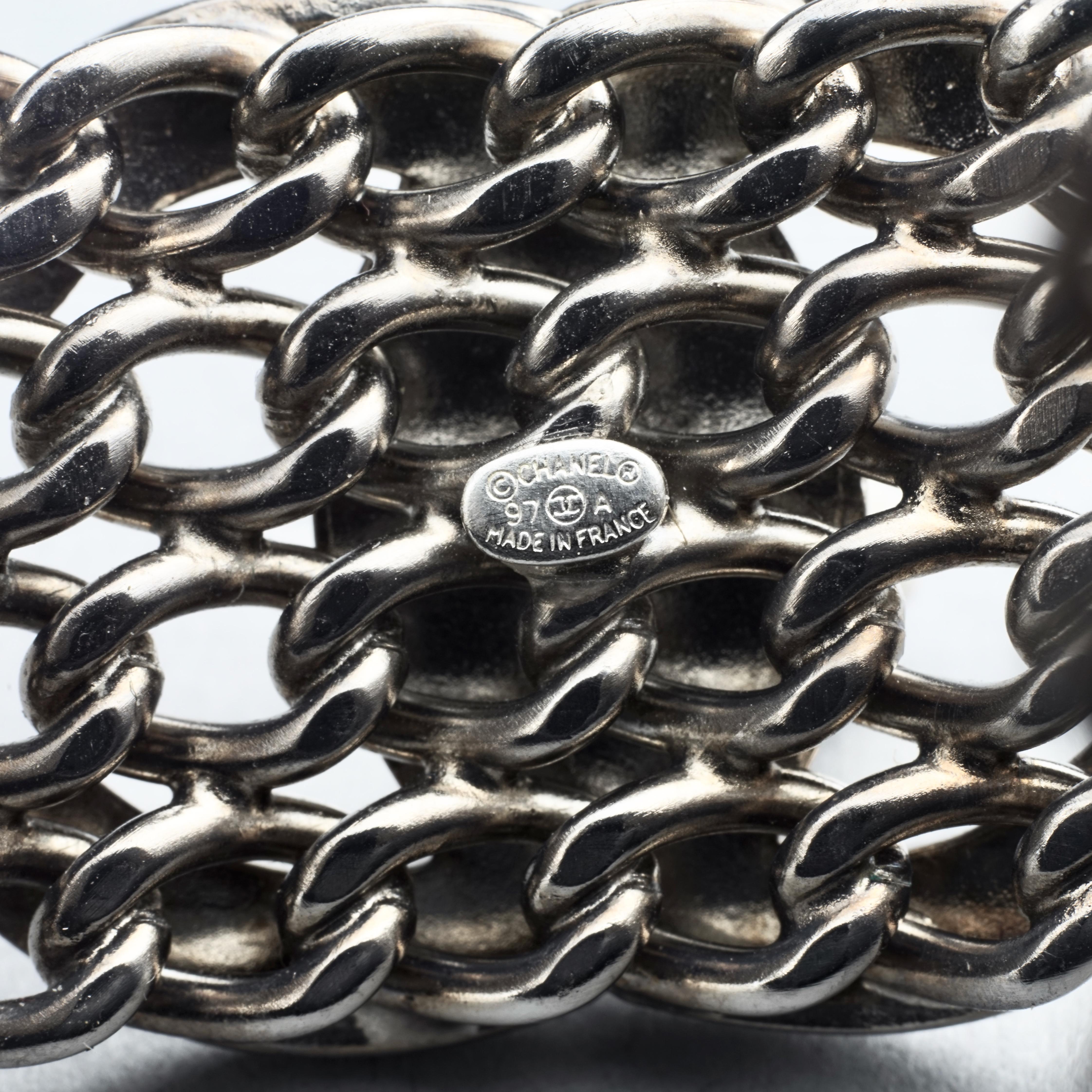 Vintage 1997 CHANEL CC Turnlock Multi Chain Cuff Bracelet 4