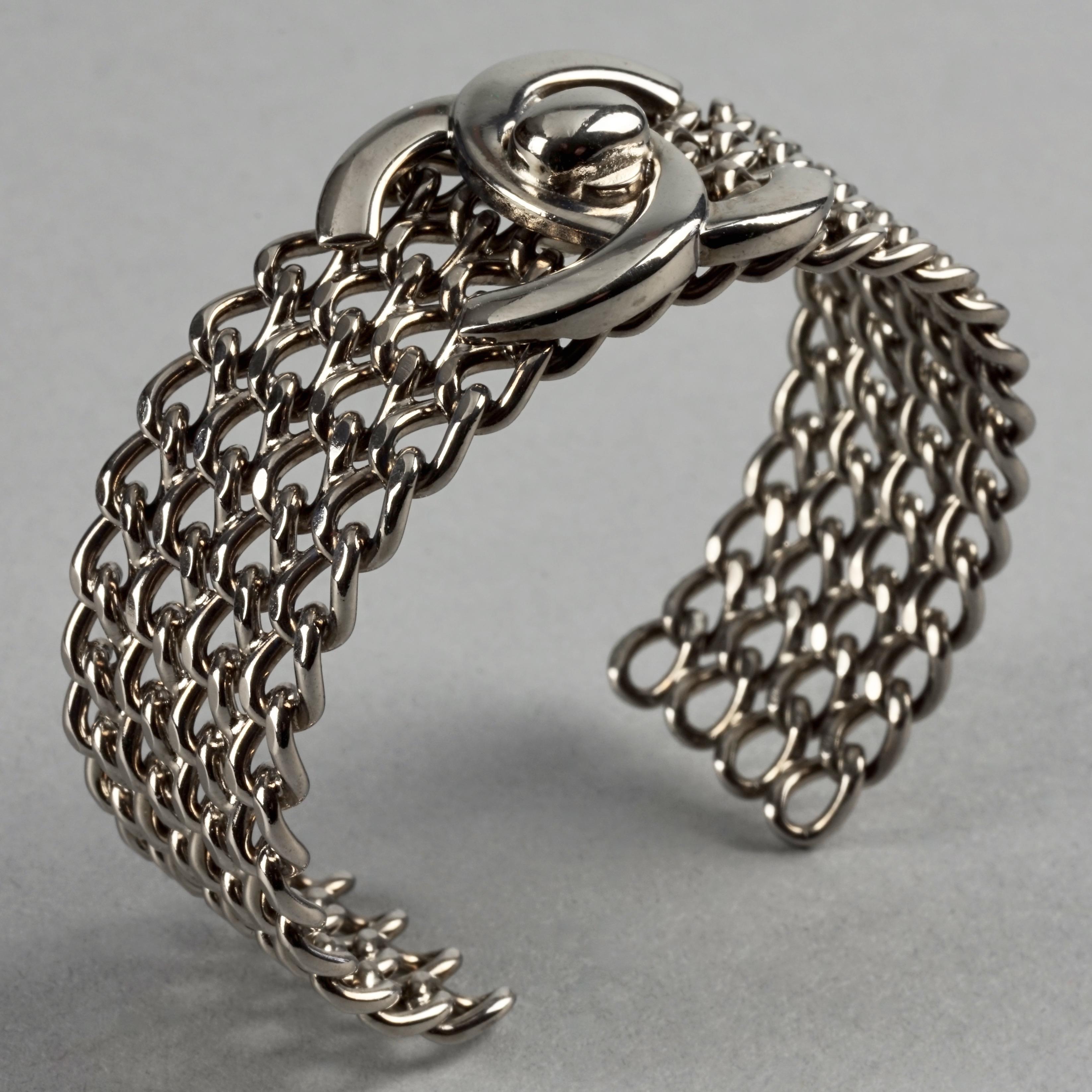 Vintage 1997 CHANEL CC Turnlock Multi Chain Cuff Bracelet 1