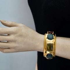 Vintage 1997 CHANEL Gripoix CC Logo Bracelet Cuff
