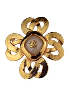 Vintage 1997 CHANEL Logo Gripoix Cross Brooch