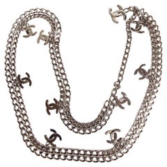 Vintage 1997 Chanel Silver Chain CC Belt