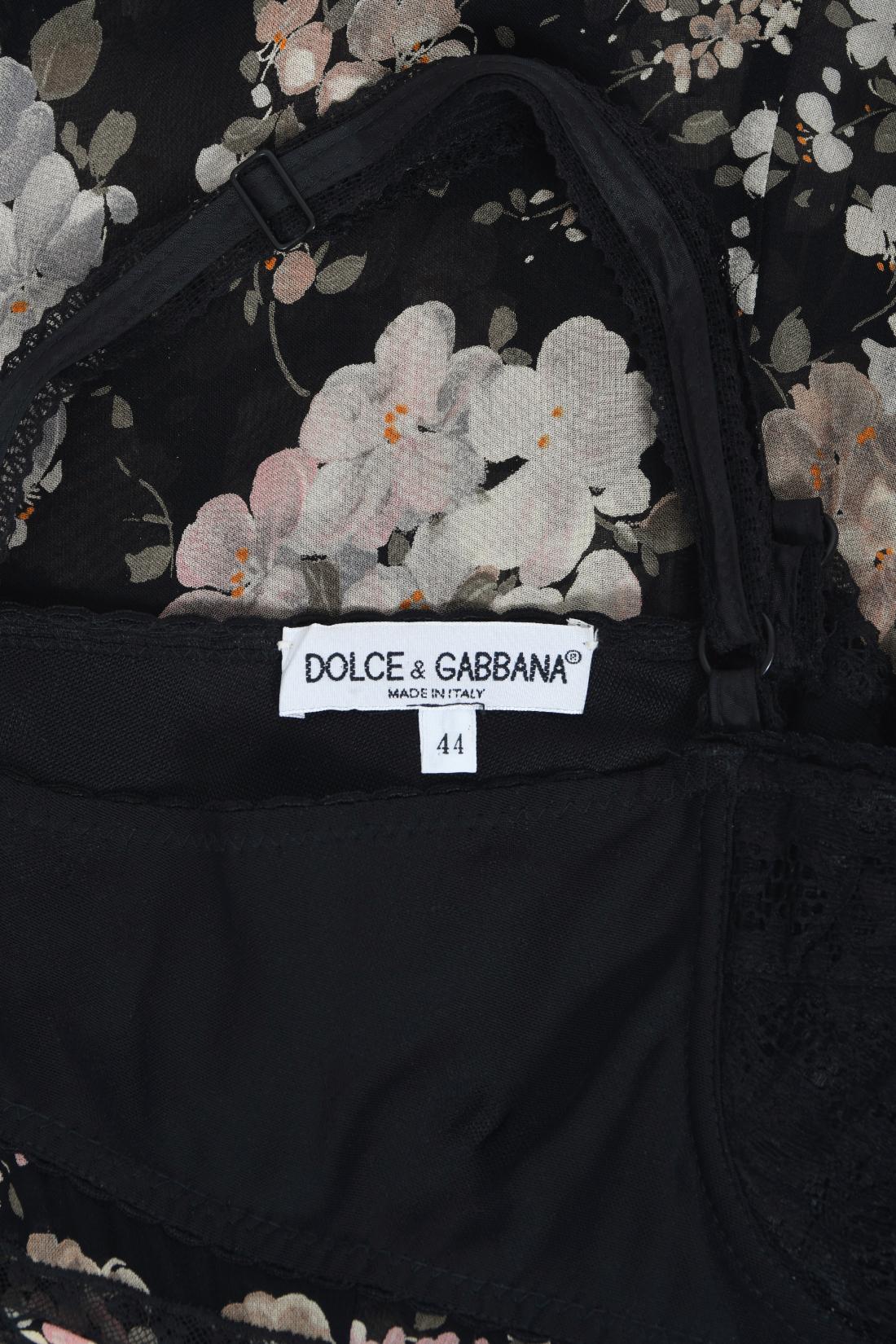 Vintage 1997 Dolce & Gabbana Sheer Floral Chiffon & Lace Built-In Bra Slip Dress 11
