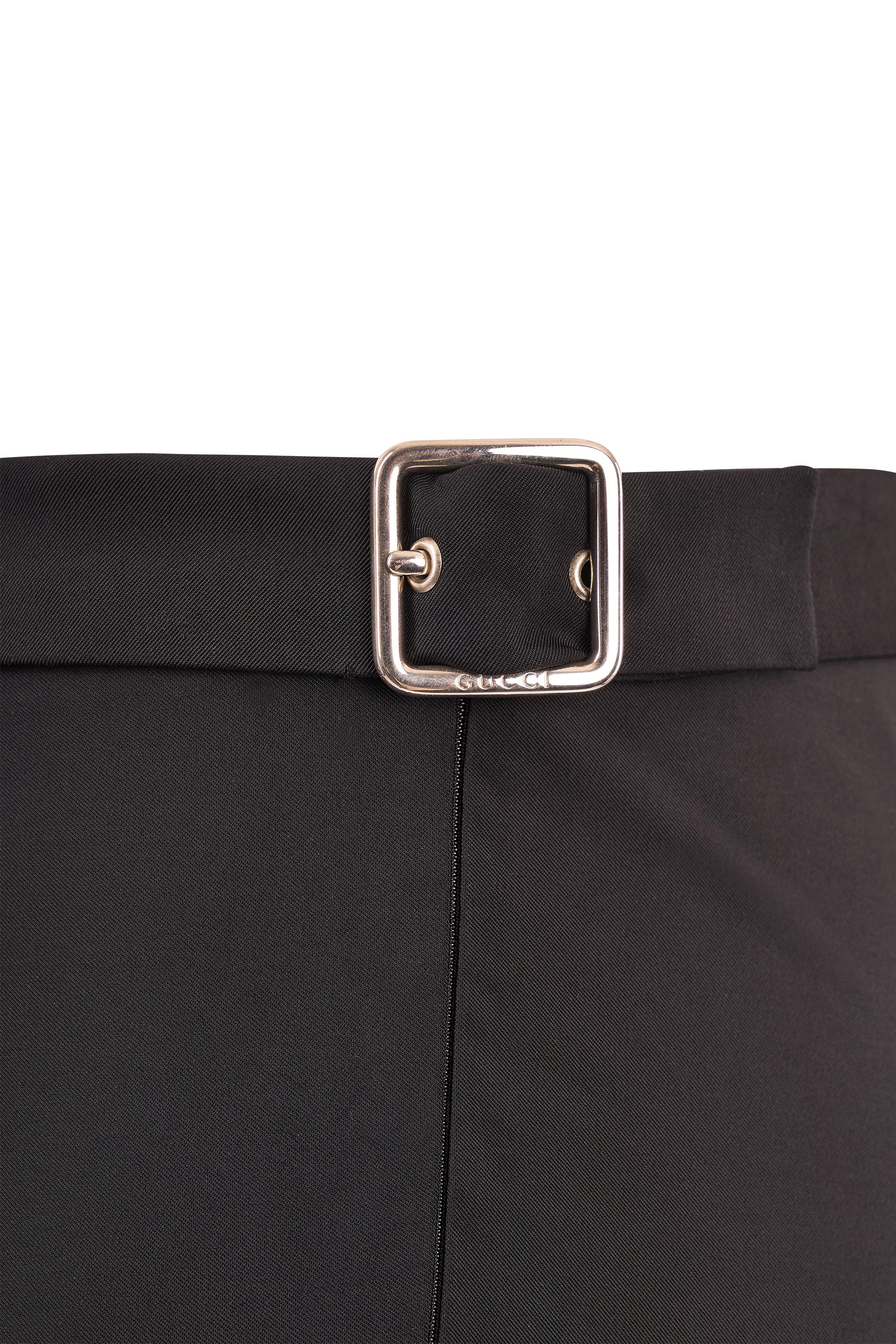 Nero Vintage 1997 Gucci By Tom Ford Pantaloni con fibbie laterali nere in vendita