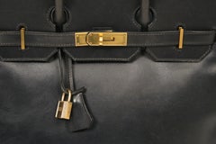 vintage 1997 HERMES Haut à Courroies 32 cm deep navy blue leather Birkin bag