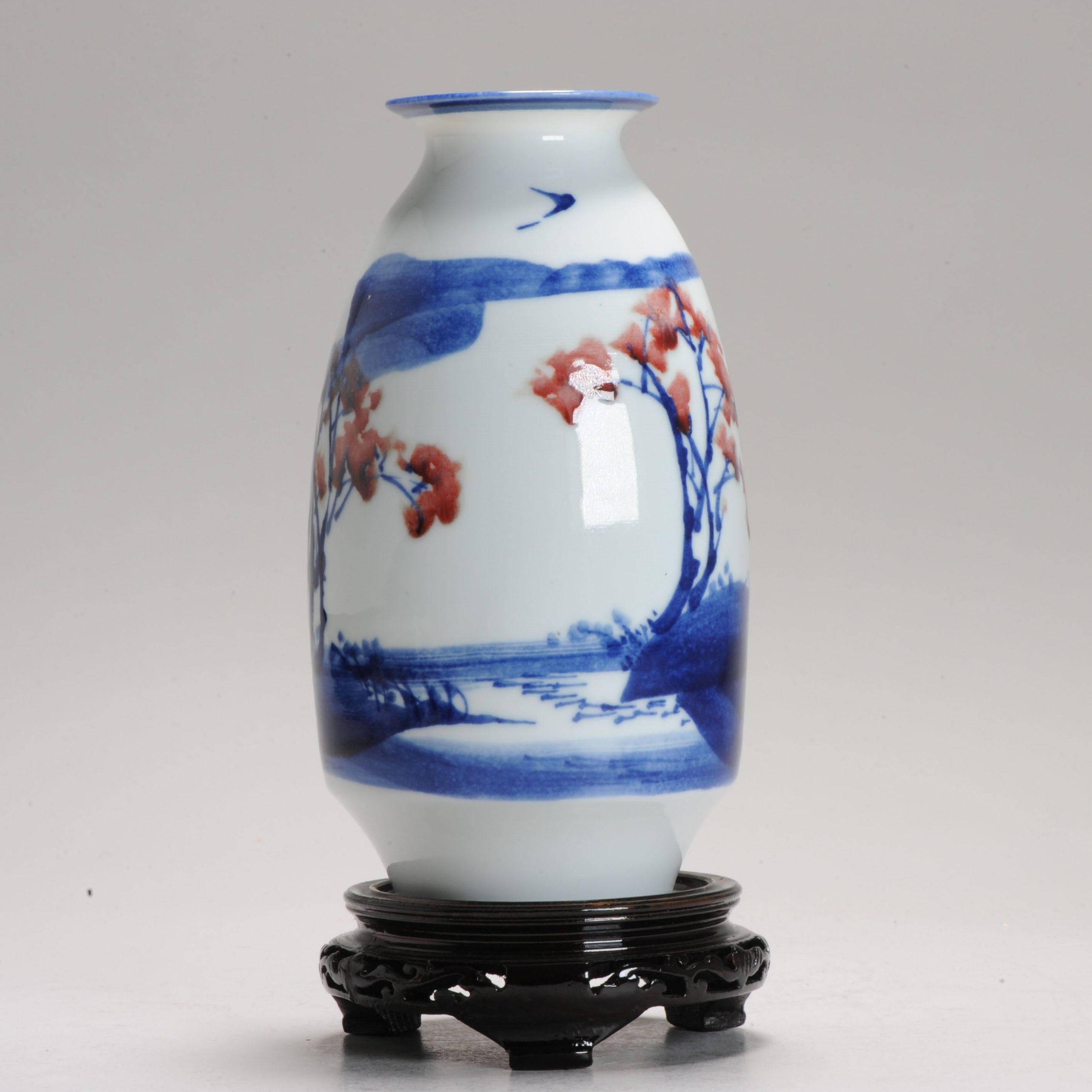 Vintage 1997 Hu Jie Chinese porcelain PROC Liling Landscape Vase China For Sale 5