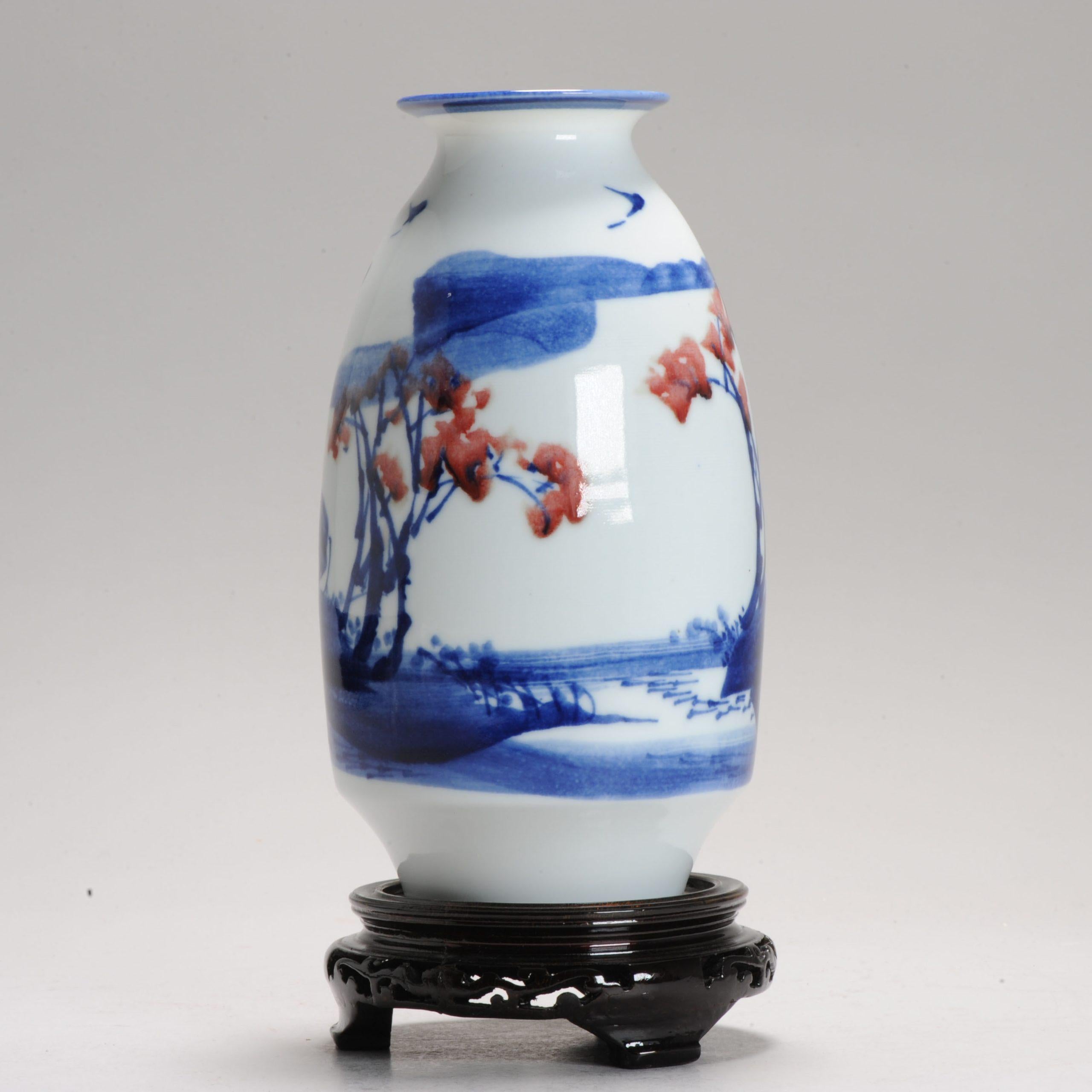 Qing Vintage 1997 Hu Jie Chinese porcelain PROC Liling Landscape Vase China For Sale