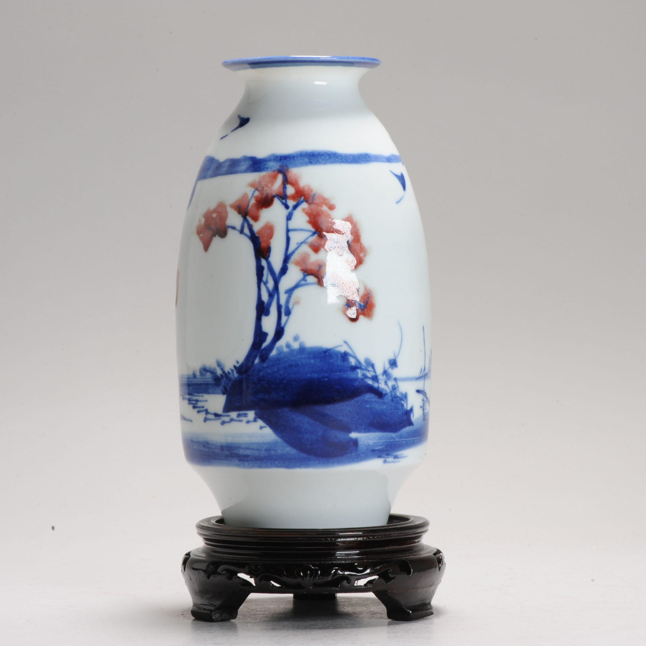 Vintage 1997 Hu Jie Chinese porcelain PROC Liling Landscape Vase China For Sale 1