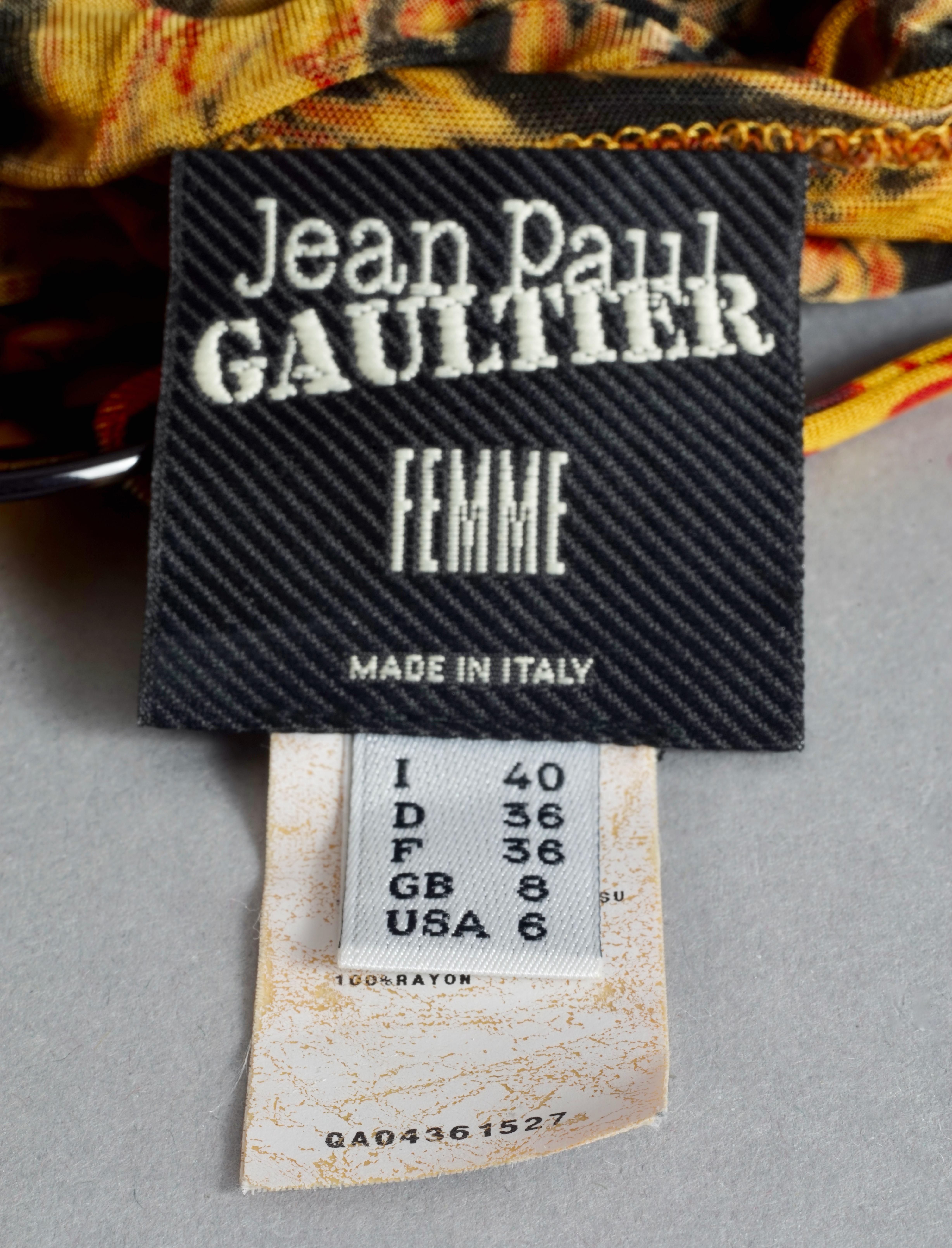 Vintage 1997 JEAN PAUL GAULTIER Tortoise Shell Embellished Print Open Back Dress For Sale 6