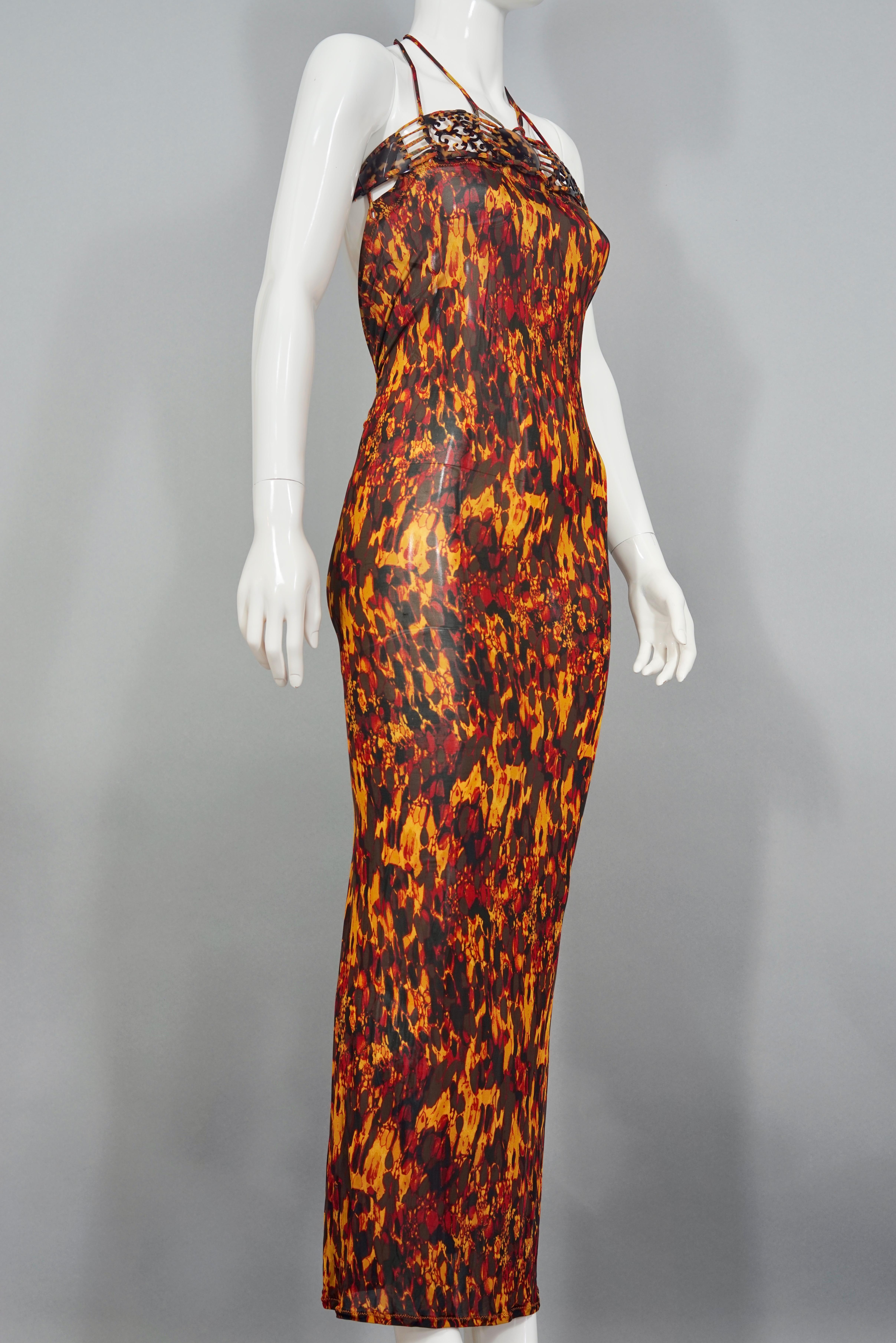 De las mujeres Vintage 1997 JEAN PAUL GAULTIER Vestido abierto con estampado de concha de tortuga en la espalda en venta