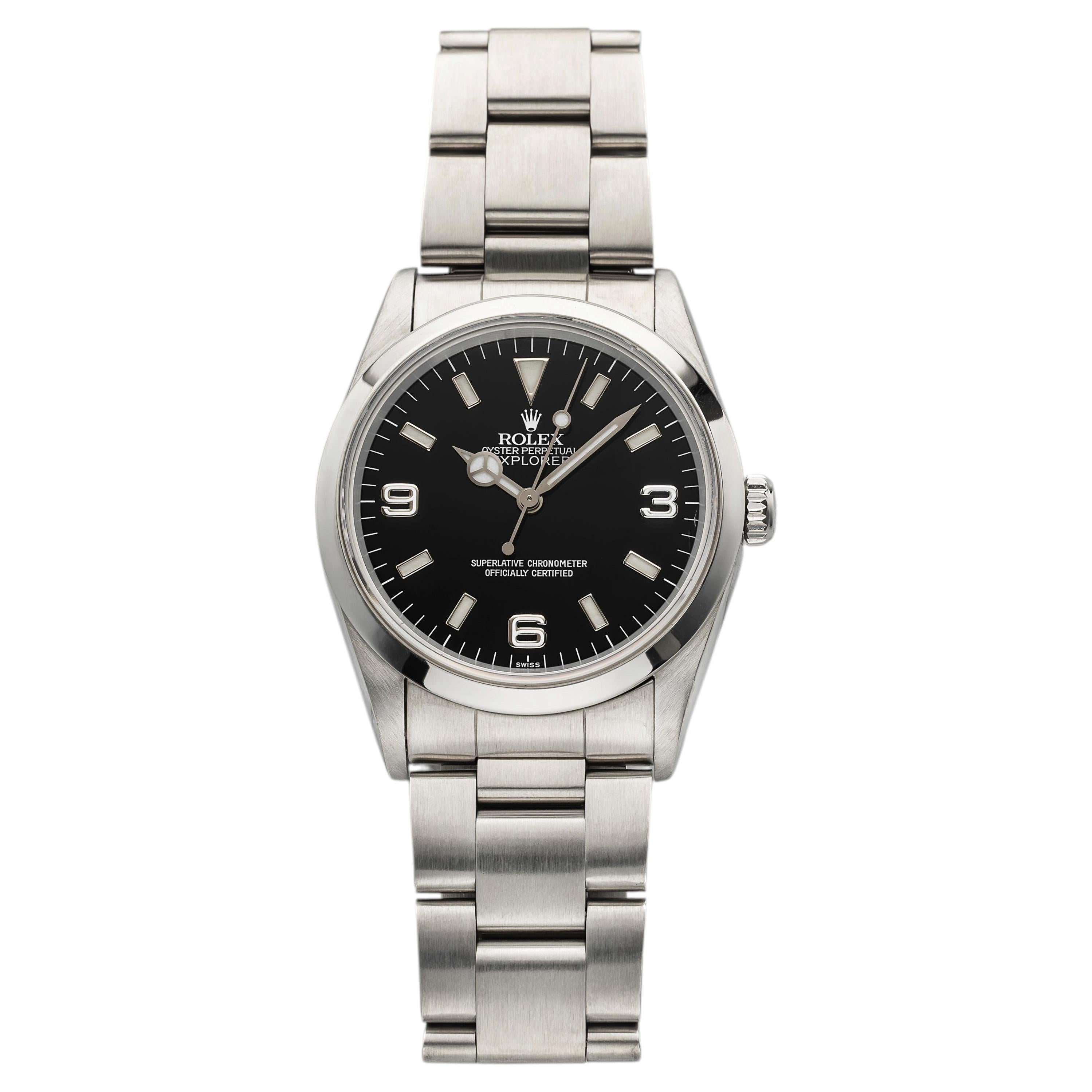 Vintage 1997 Rolex Explorer I 14270 Stainless Steel Black Dial Automatic 36mm For Sale