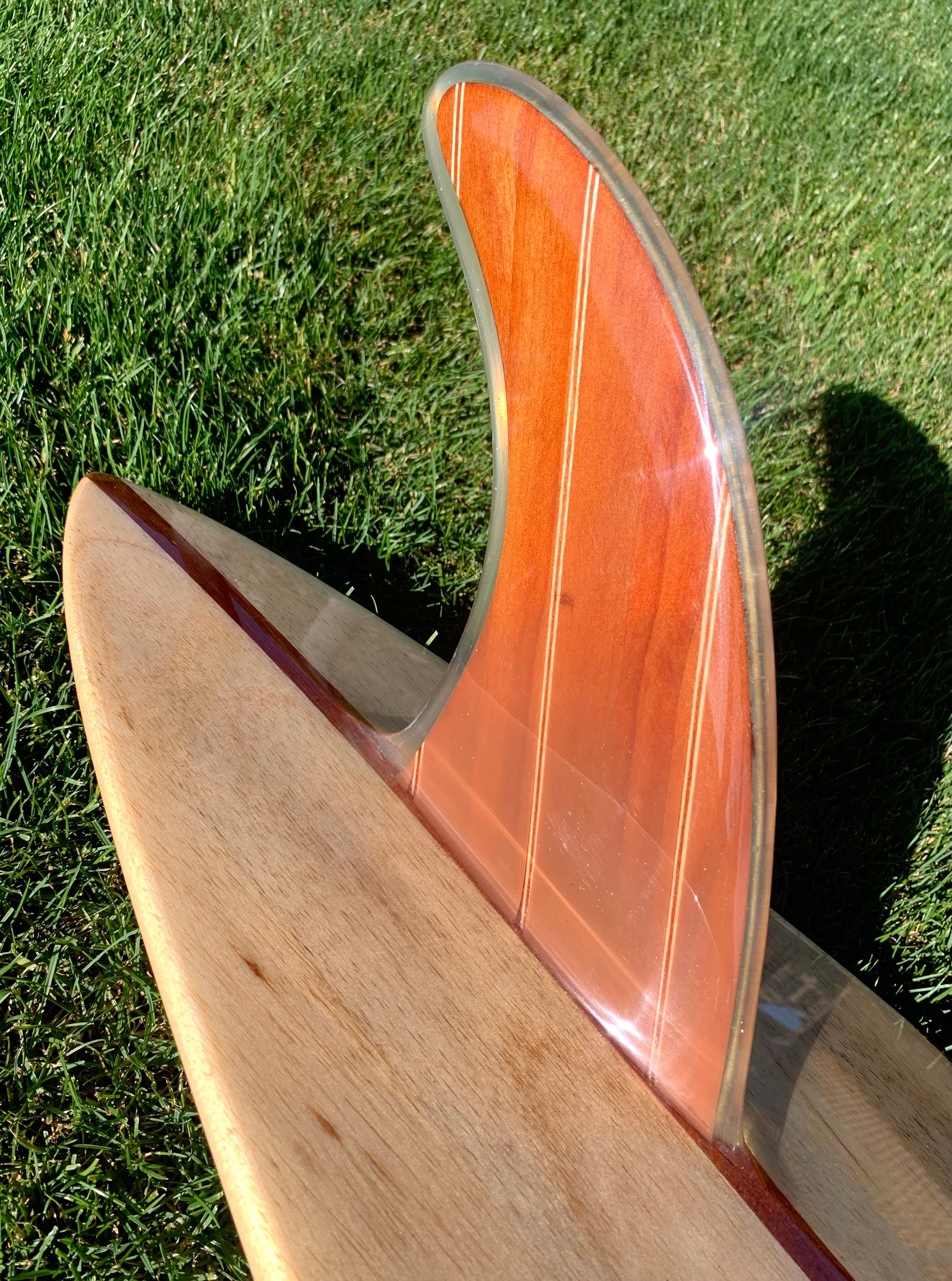 Vintage 1998 Barry Kanaiaupuni balsawood pintail surfboard 1