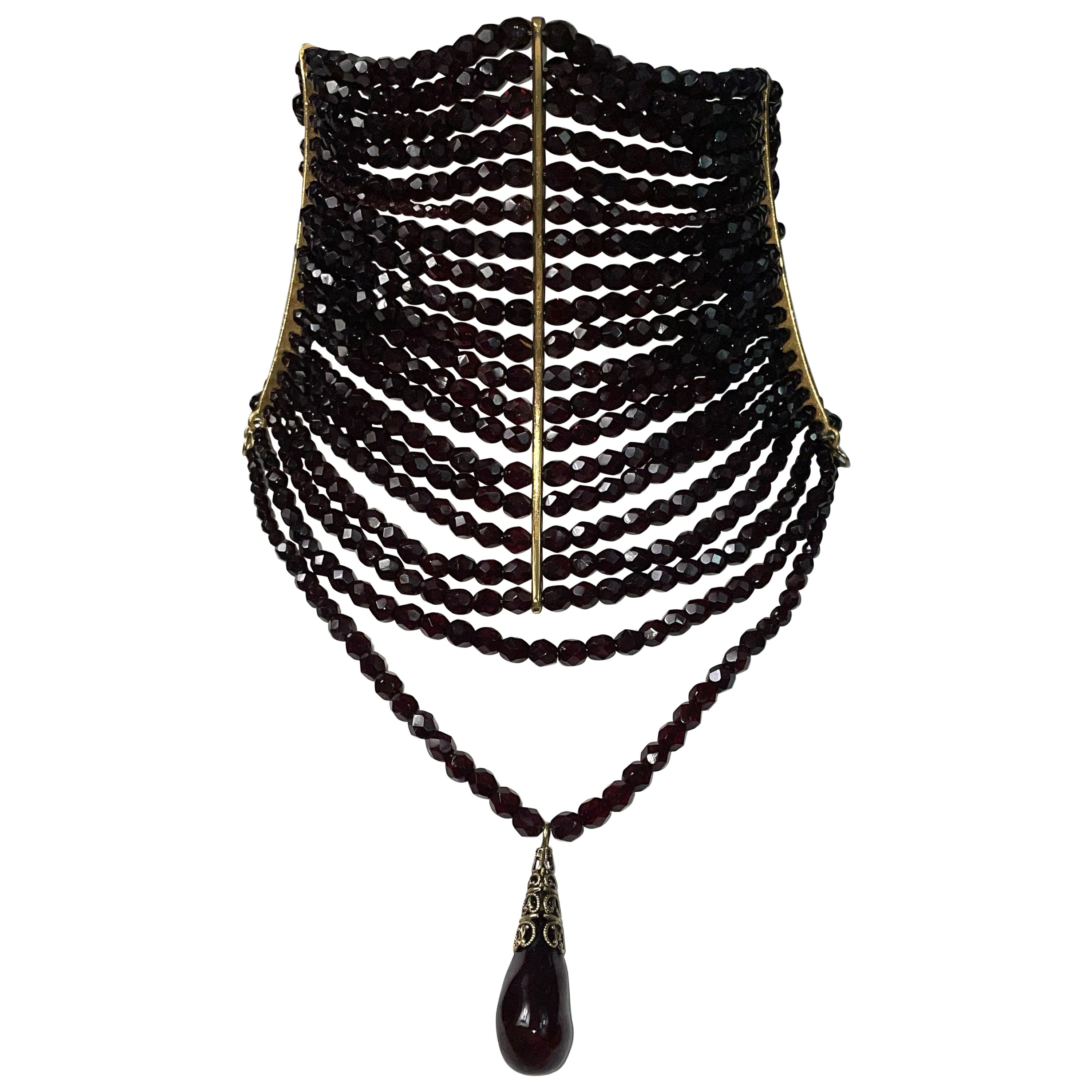Vintage 1998 Christian Dior John Galliano Extra Large Blood Red Choker Necklace For Sale