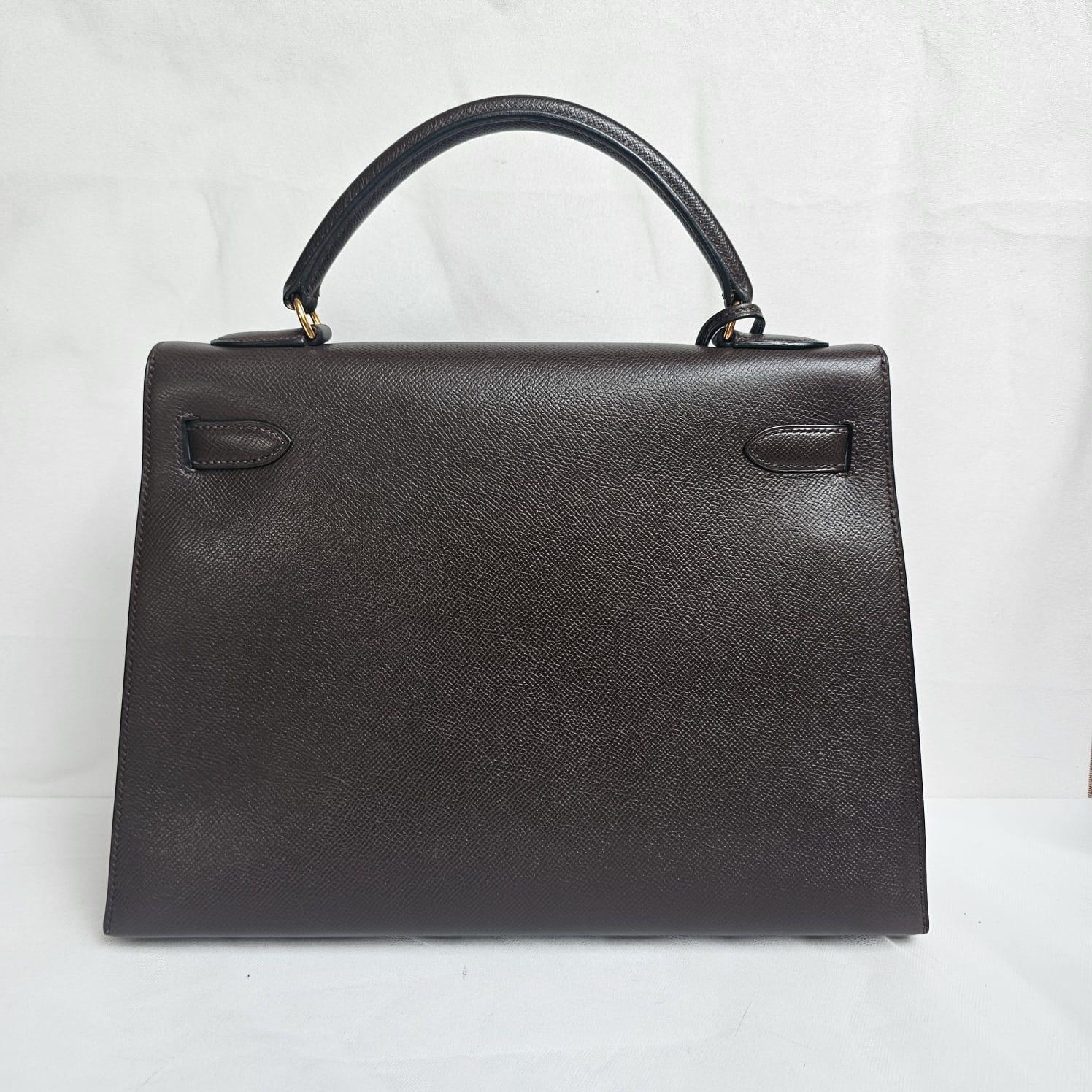 Vintage 1998 Hermes Lisse Leather Cacao Kelly 32 Bag In Good Condition In Jakarta, Daerah Khusus Ibukota Jakarta